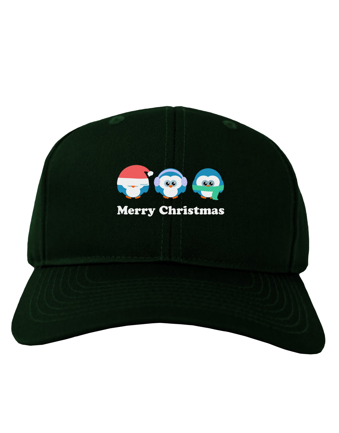 Merry Christmas Penguins See Hear Speak No Evil Adult Dark Baseball Cap Hat-Baseball Cap-TooLoud-Hunter-Green-One Size-Davson Sales