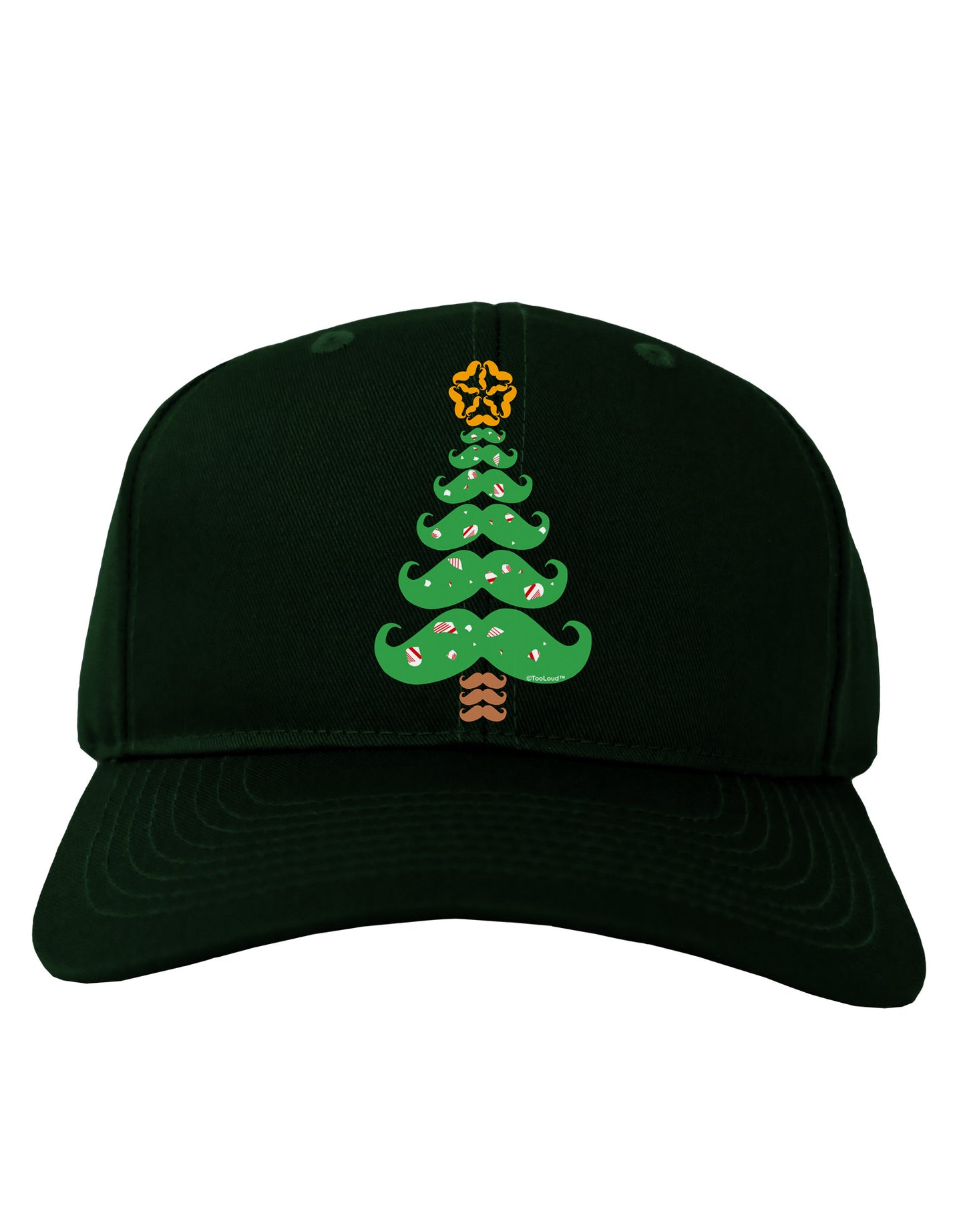 Mustache Christmas Tree Adult Dark Baseball Cap Hat-Baseball Cap-TooLoud-Hunter-Green-One Size-Davson Sales