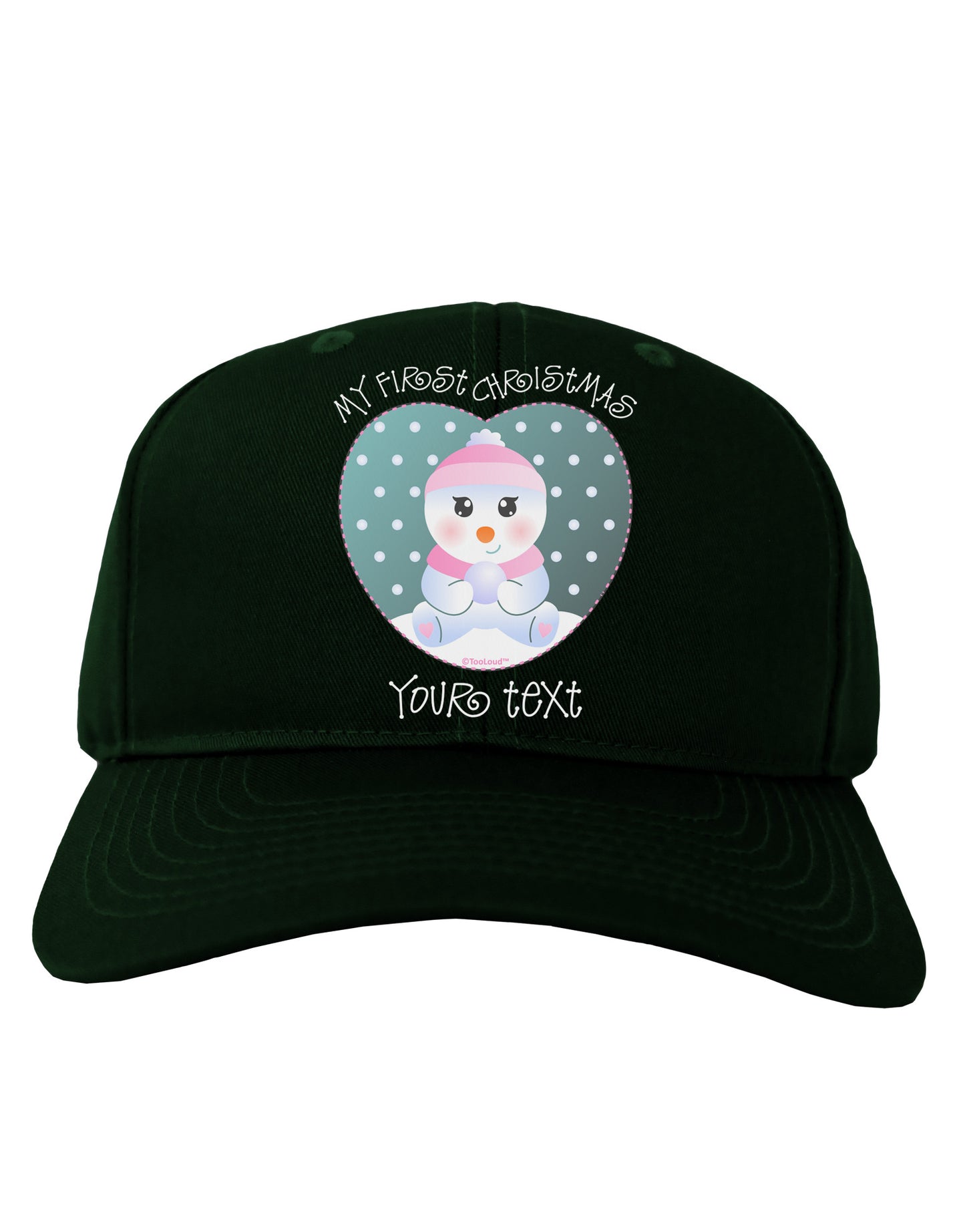 Personalized My First Christmas Snowbaby Girl Adult Dark Baseball Cap Hat-Baseball Cap-TooLoud-Hunter-Green-One Size-Davson Sales