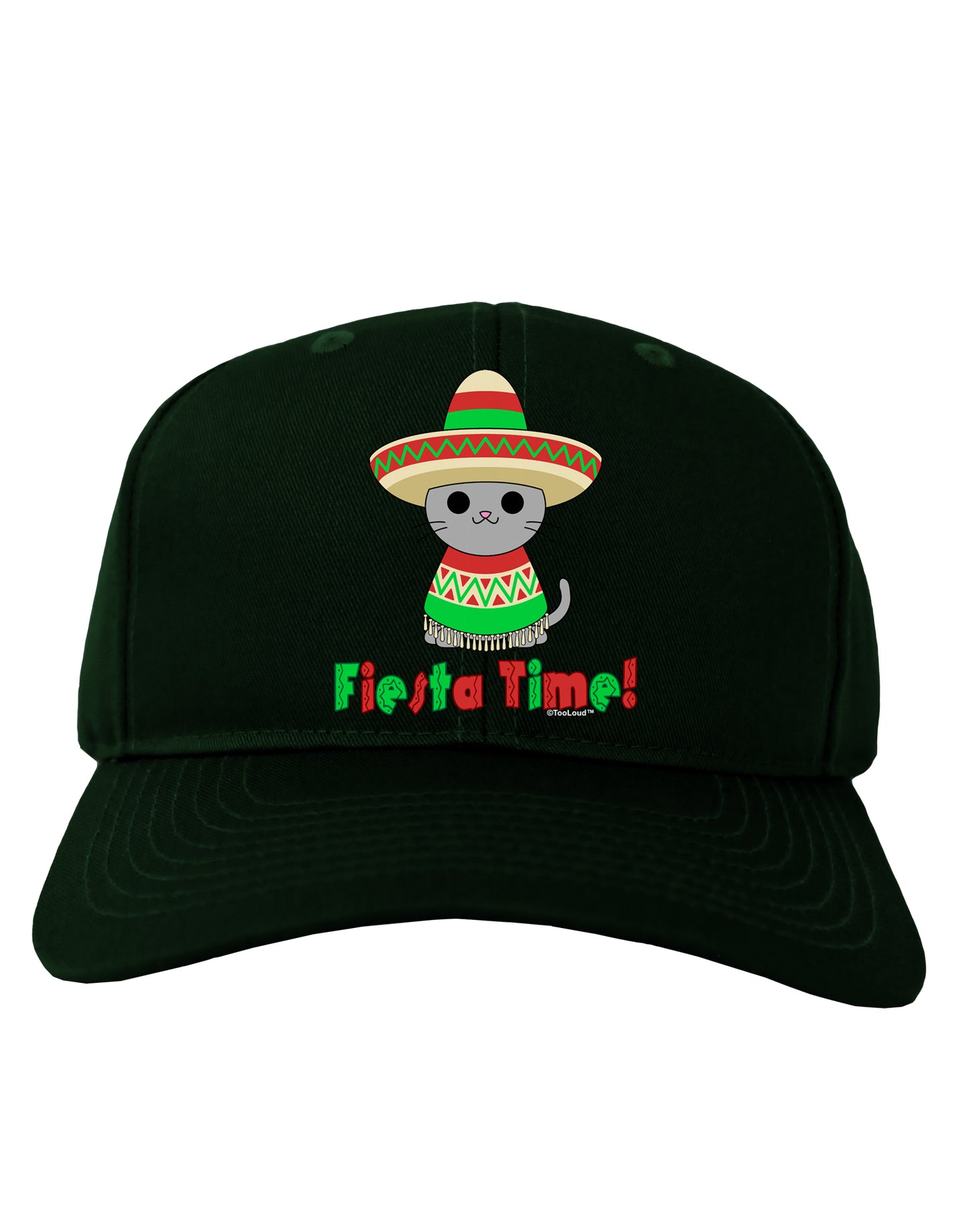 Fiesta Time - Cute Sombrero Cat Adult Dark Baseball Cap Hat by TooLoud-Baseball Cap-TooLoud-Hunter-Green-One Size-Davson Sales