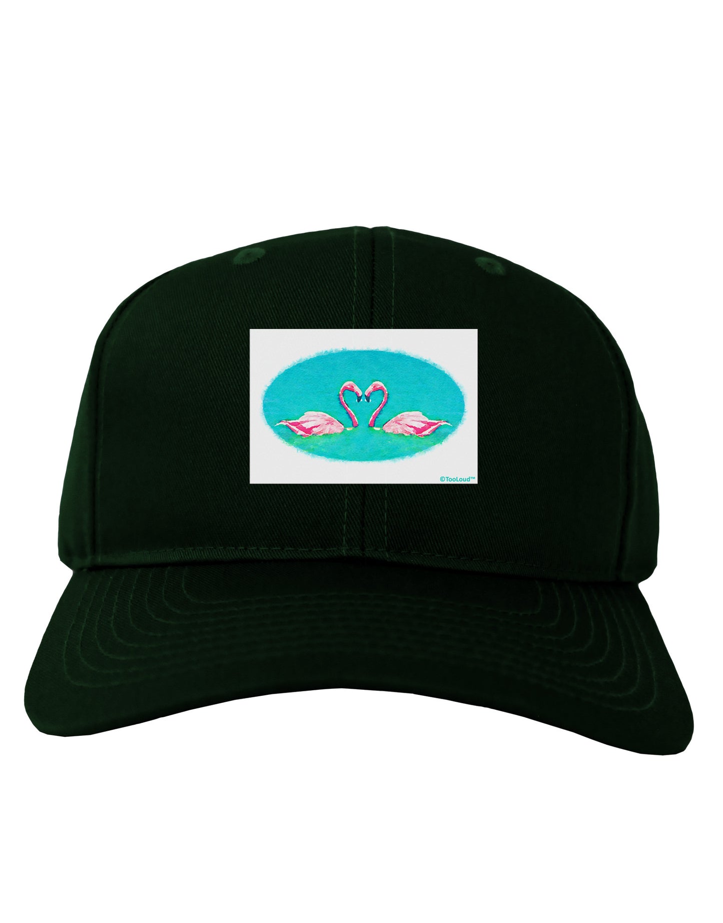 Love Birds - Flamingos Watercolor Adult Dark Baseball Cap Hat-Baseball Cap-TooLoud-Hunter-Green-One Size-Davson Sales