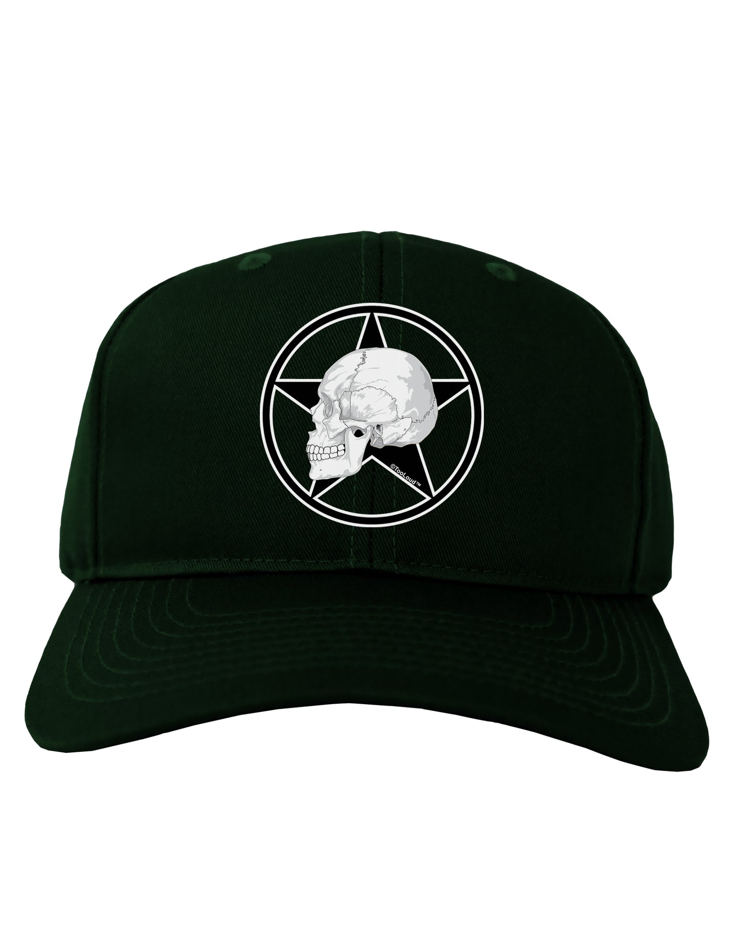 White Skull With Star Adult Dark Baseball Cap Hat by TooLoud-Baseball Cap-TooLoud-Hunter-Green-One Size-Davson Sales