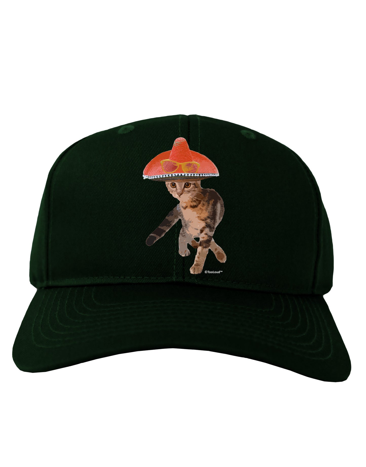 Cat with Pink Sombrero and Sunglasses Adult Dark Baseball Cap Hat by TooLoud-Baseball Cap-TooLoud-Hunter-Green-One Size-Davson Sales