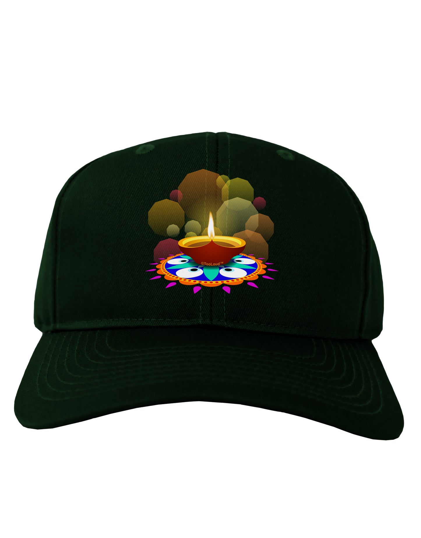 Festive Diya and Rangoli Adult Dark Baseball Cap Hat by-Baseball Cap-TooLoud-Hunter-Green-One Size-Davson Sales