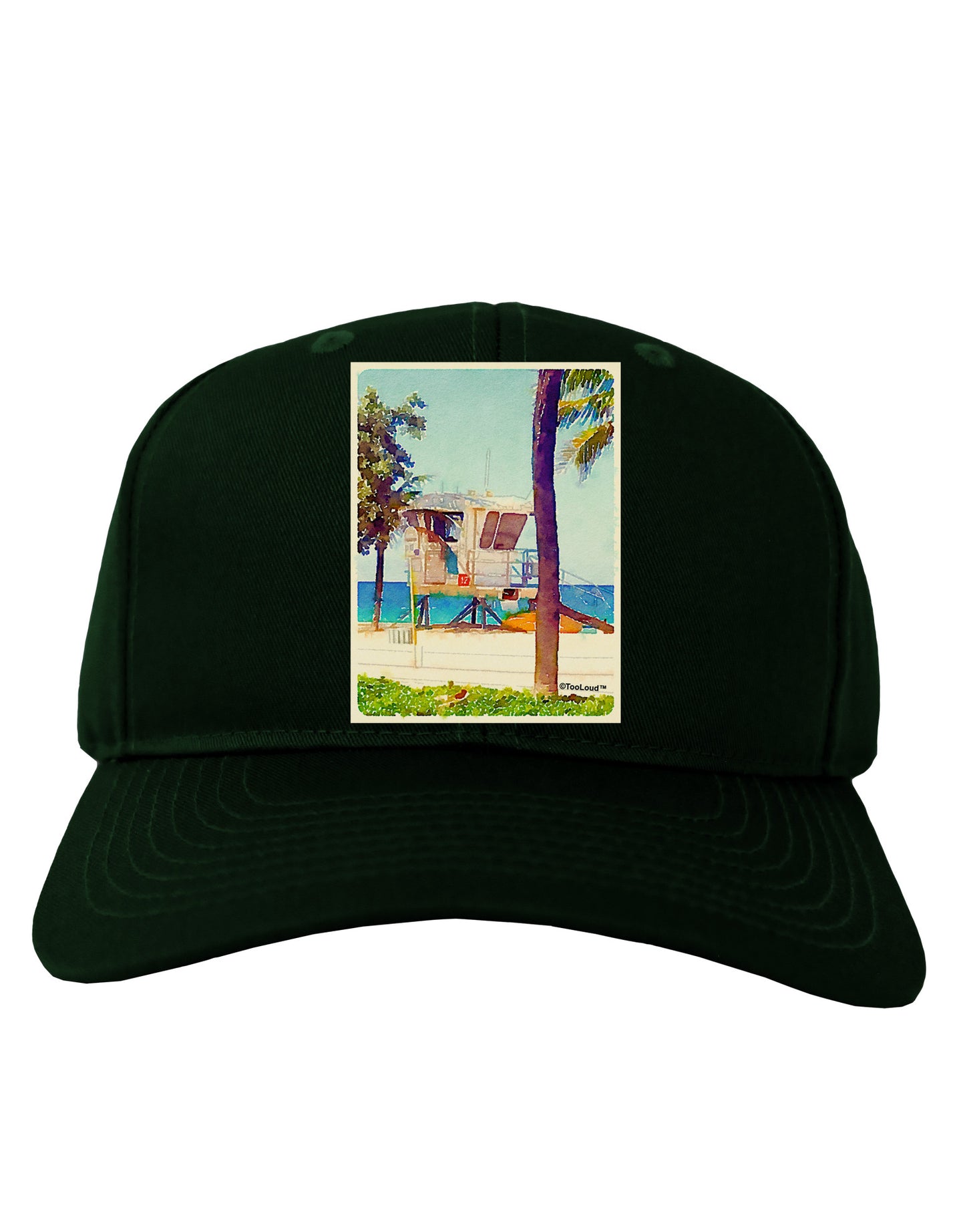 Lifeguard Station Watercolor Adult Dark Baseball Cap Hat-Baseball Cap-TooLoud-Hunter-Green-One Size-Davson Sales