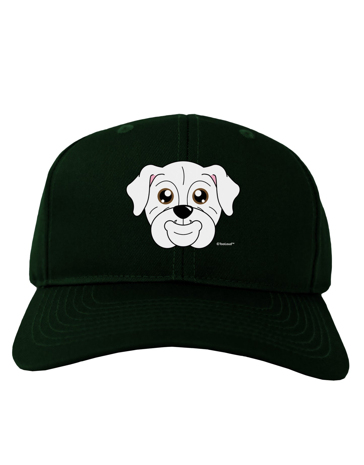 Cute Bulldog - White Adult Dark Baseball Cap Hat by TooLoud-Baseball Cap-TooLoud-Hunter-Green-One Size-Davson Sales