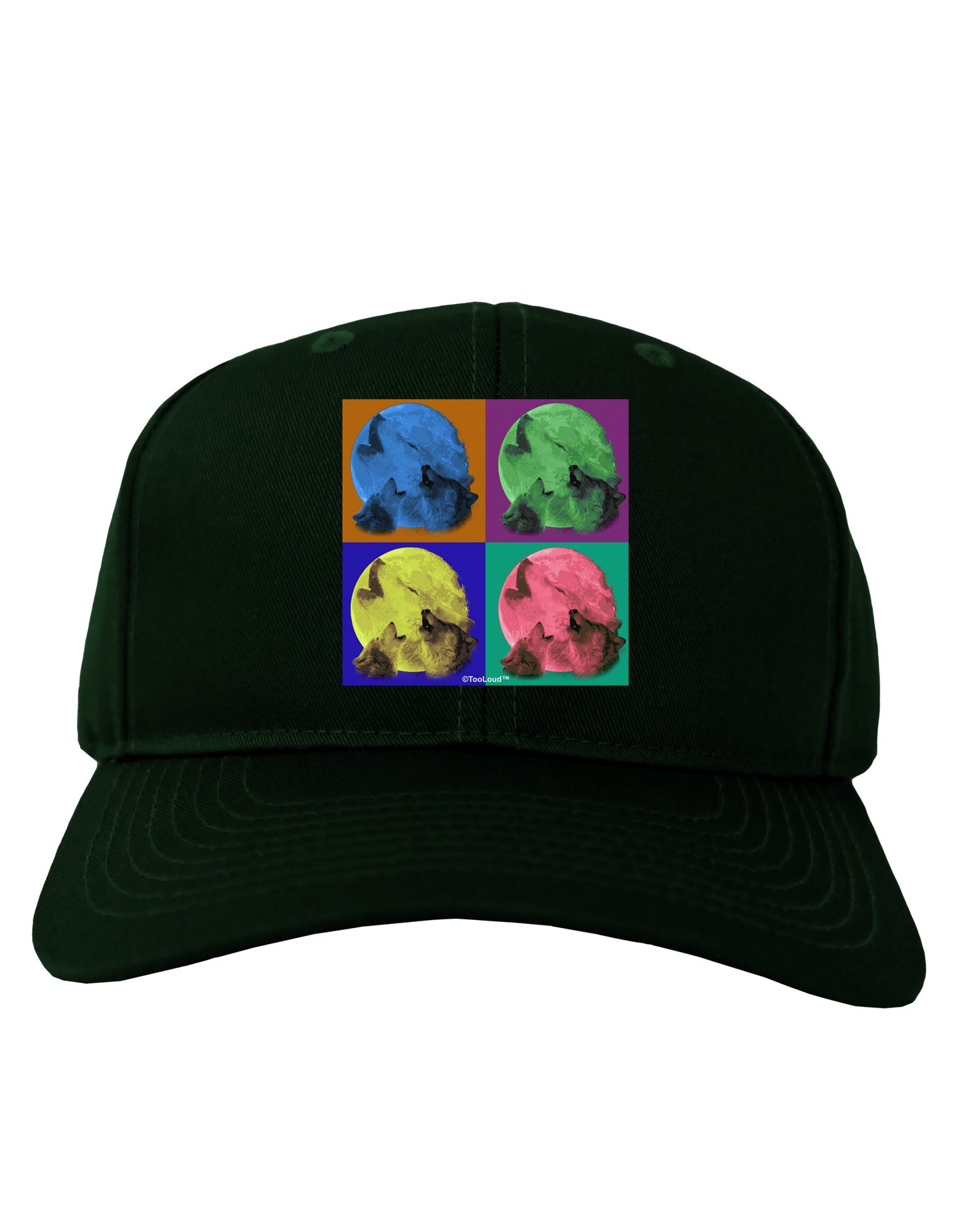 Three Wolves Howling - Pop-Art #2 Adult Dark Baseball Cap Hat by TooLoud-Baseball Cap-TooLoud-Hunter-Green-One Size-Davson Sales