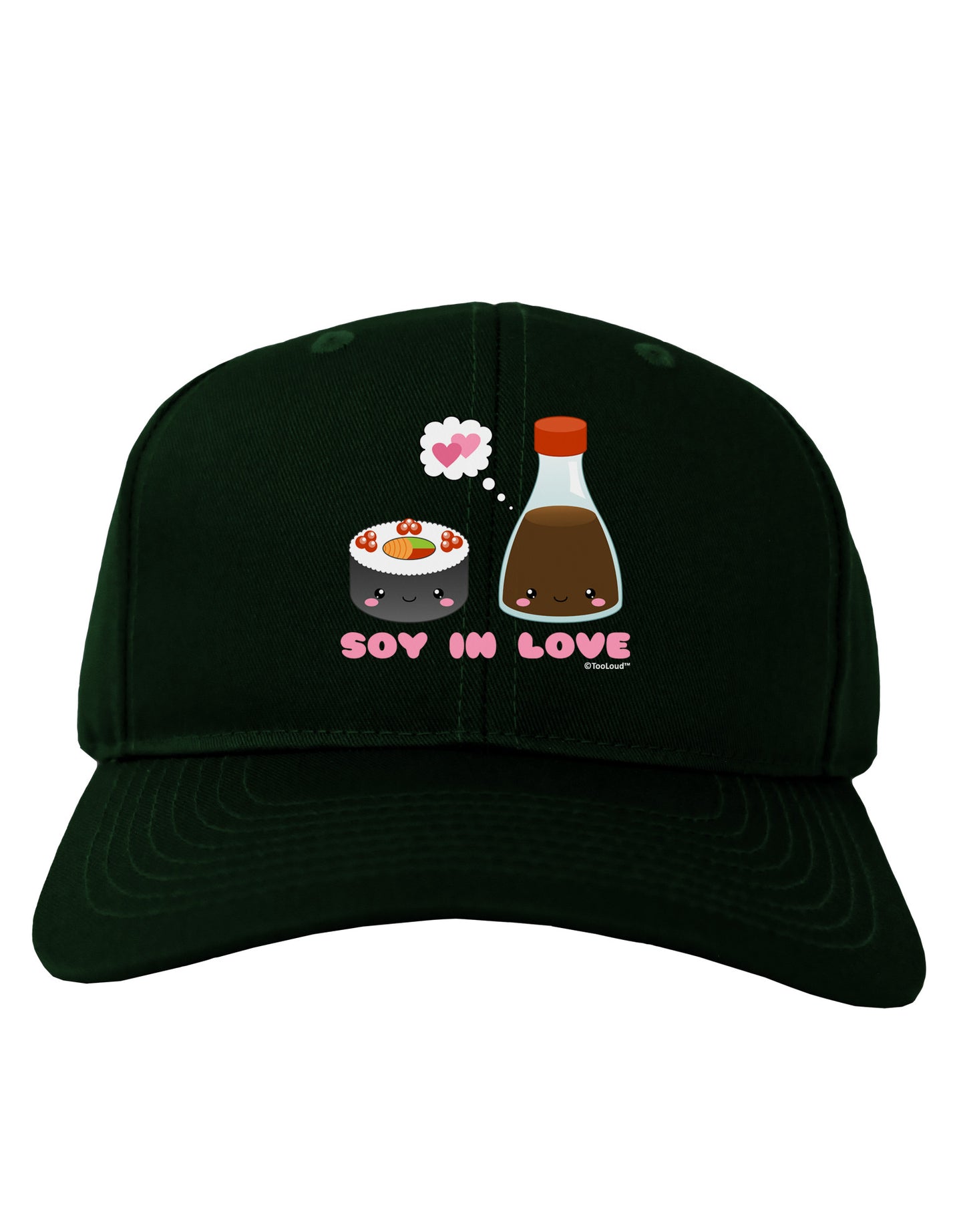 Cute Sushi and Soy Sauce - Soy In Love Adult Dark Baseball Cap Hat by TooLoud-Baseball Cap-TooLoud-Hunter-Green-One Size-Davson Sales