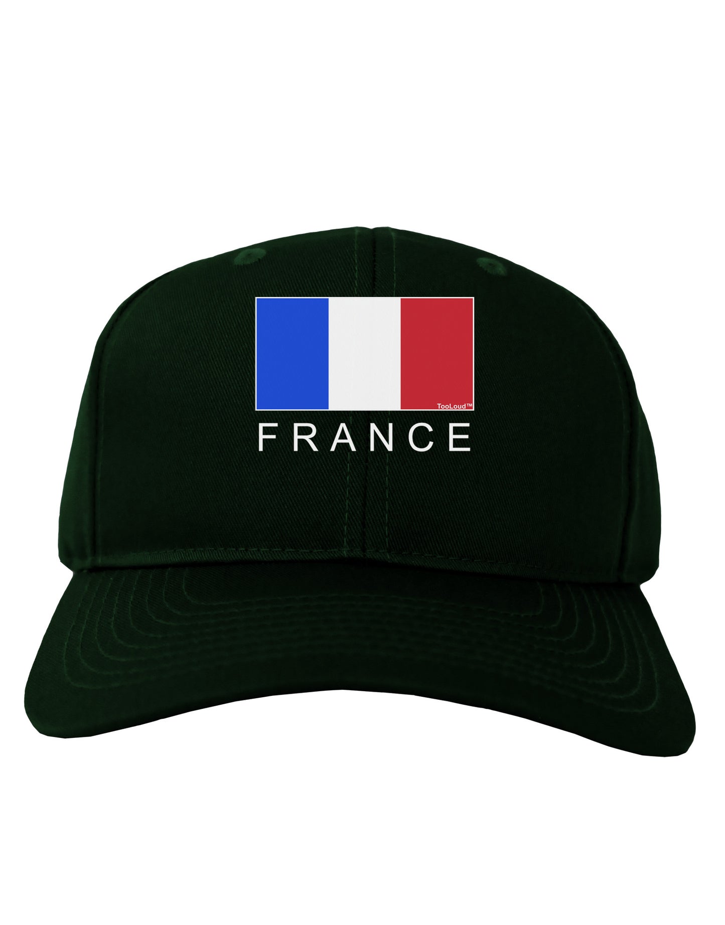 French Flag - France Text Adult Dark Baseball Cap Hat by TooLoud-Baseball Cap-TooLoud-Hunter-Green-One Size-Davson Sales