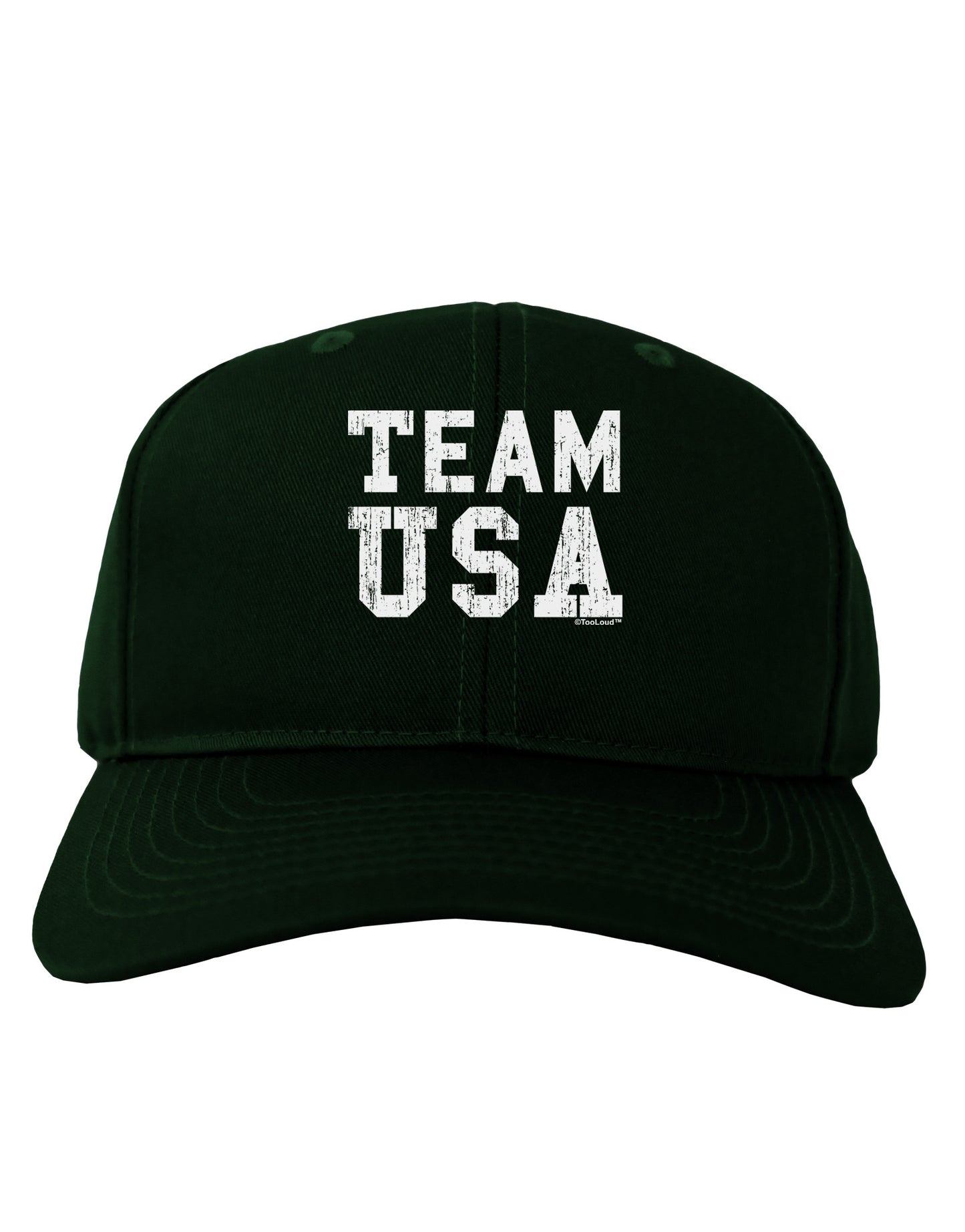 Team USA Distressed Text Adult Dark Baseball Cap Hat-Baseball Cap-TooLoud-Hunter-Green-One Size-Davson Sales
