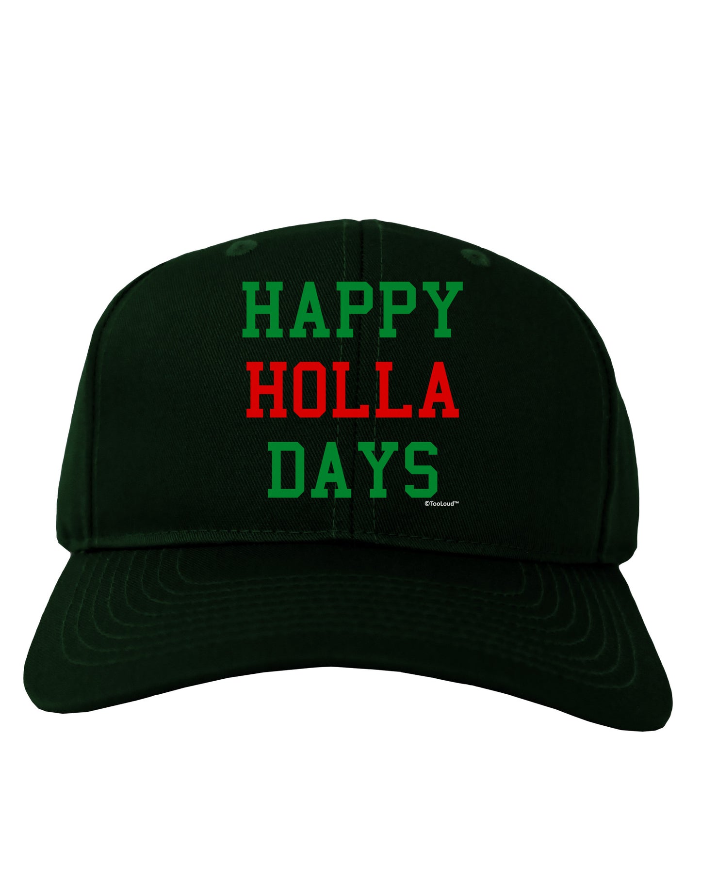 Happy Holla Days - Red and Green Adult Dark Baseball Cap Hat by TooLoud-Baseball Cap-TooLoud-Hunter-Green-One Size-Davson Sales