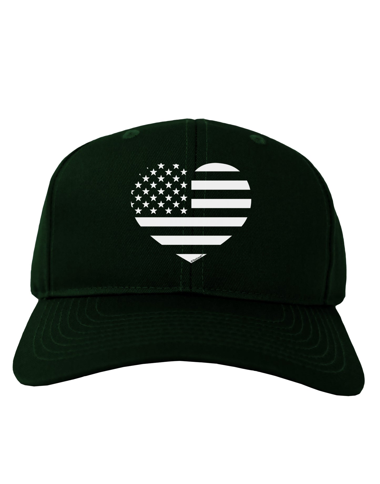 American Flag Heart Design - Stamp Style Adult Dark Baseball Cap Hat by TooLoud-Baseball Cap-TooLoud-Hunter-Green-One Size-Davson Sales
