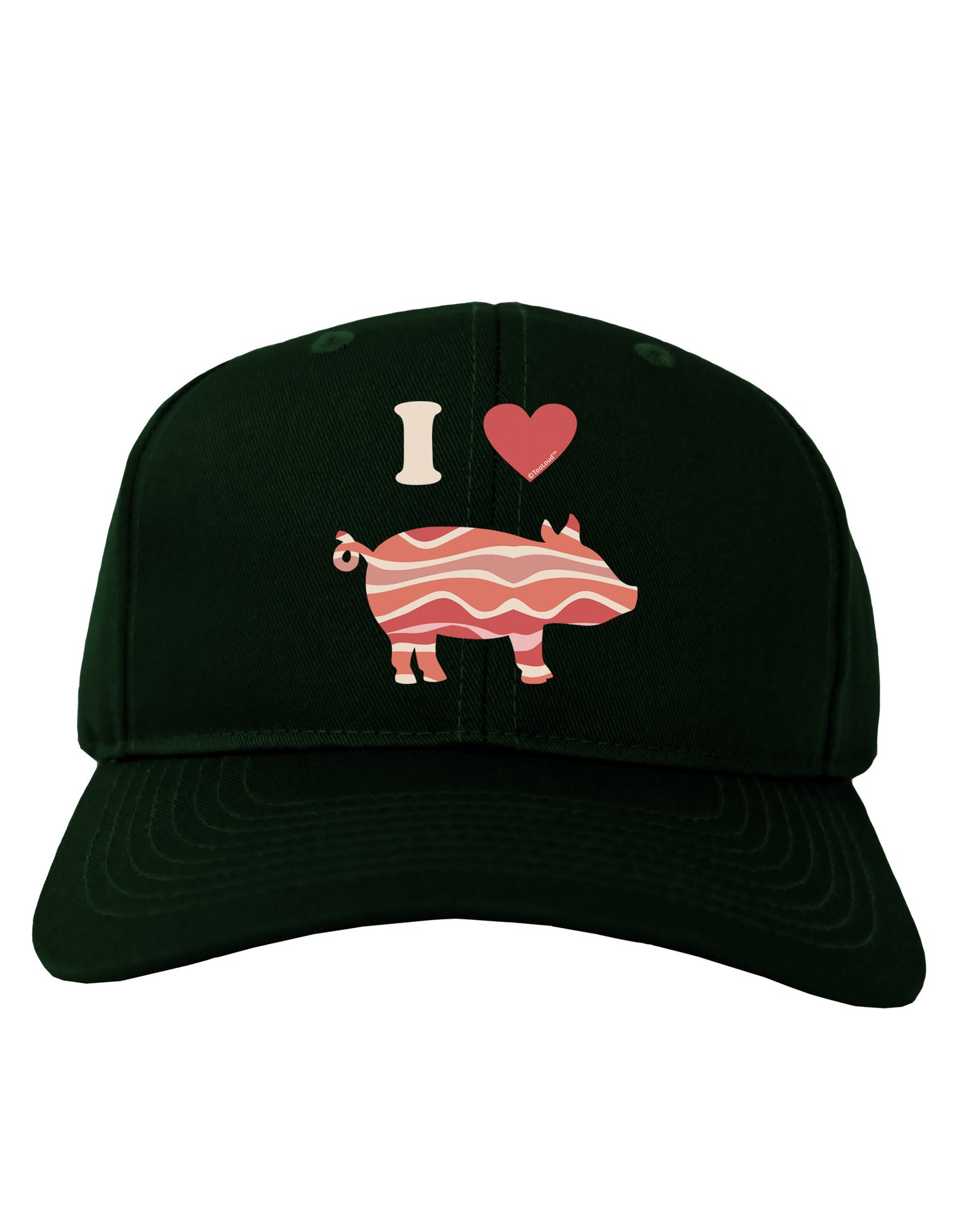 I Heart My Bacon Pig Silhouette Adult Dark Baseball Cap Hat by TooLoud-Baseball Cap-TooLoud-Hunter-Green-One Size-Davson Sales