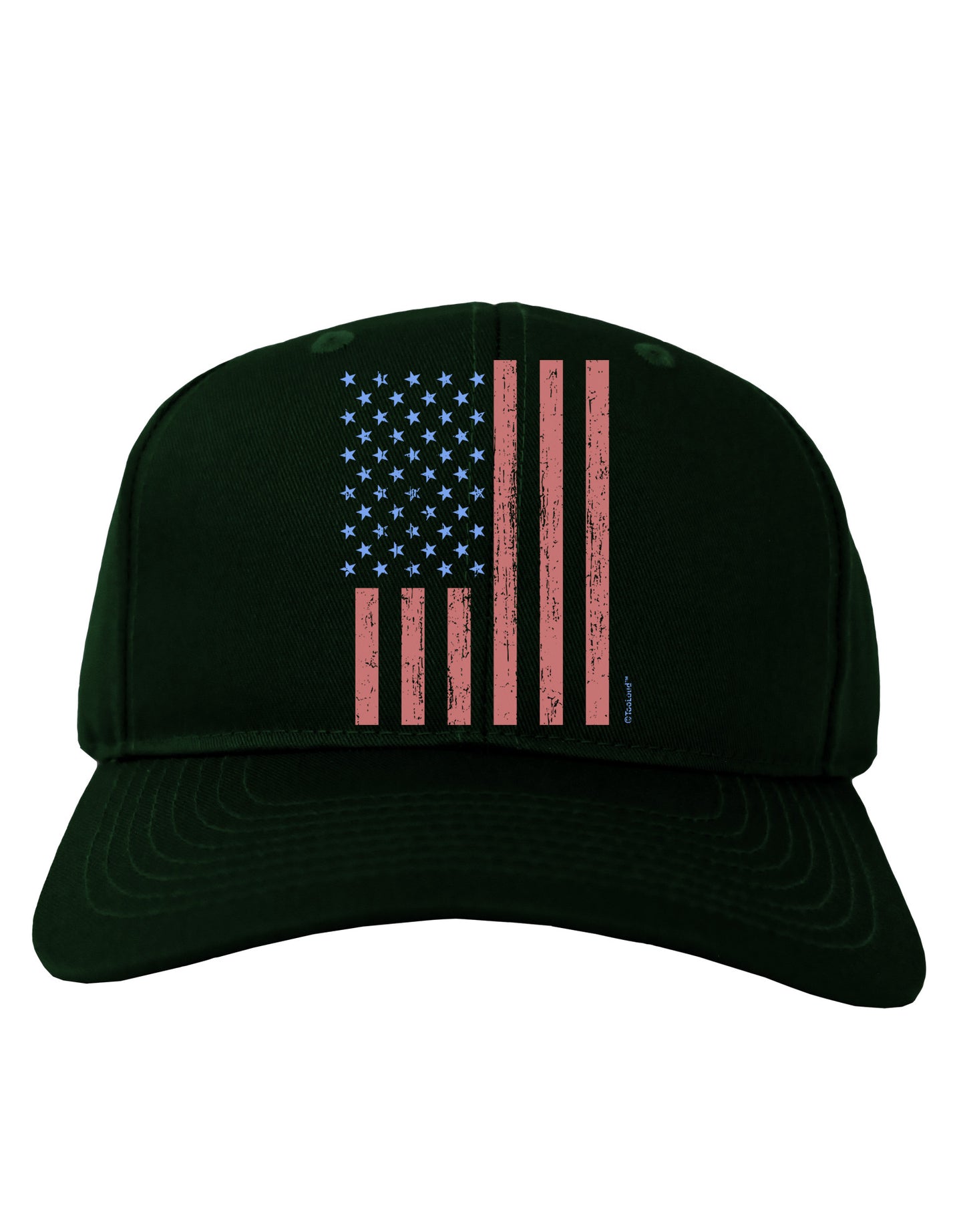 Red and Blue Stamp Style American Flag - Distressed Adult Dark Baseball Cap Hat by TooLoud-Baseball Cap-TooLoud-Hunter-Green-One Size-Davson Sales