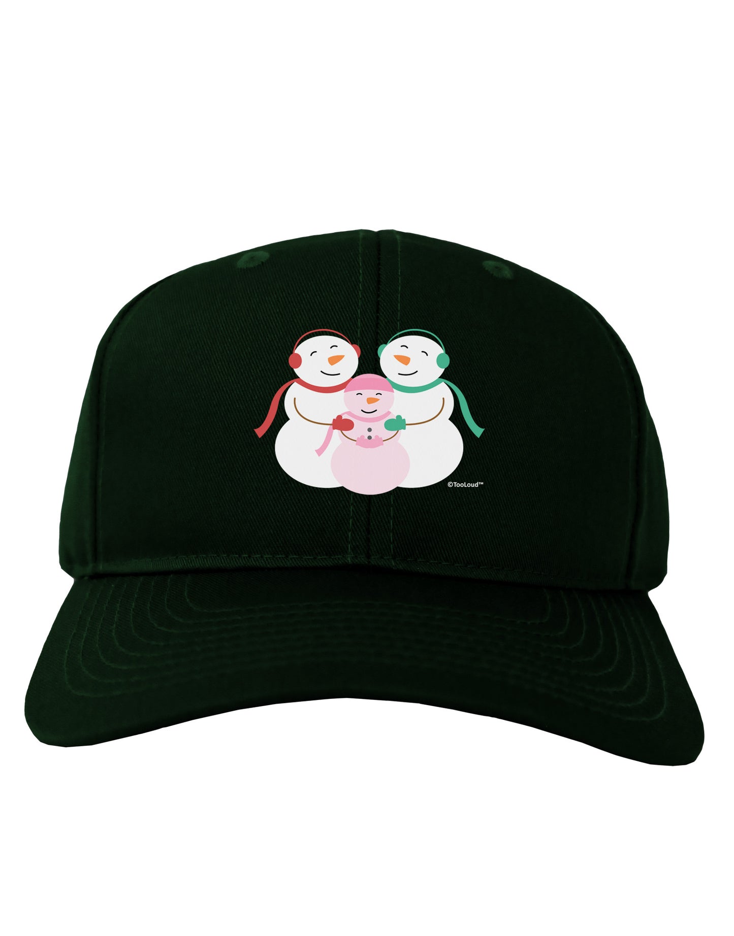 Cute Snowman Family with Girl Adult Dark Baseball Cap Hat by TooLoud-Baseball Cap-TooLoud-Hunter-Green-One Size-Davson Sales