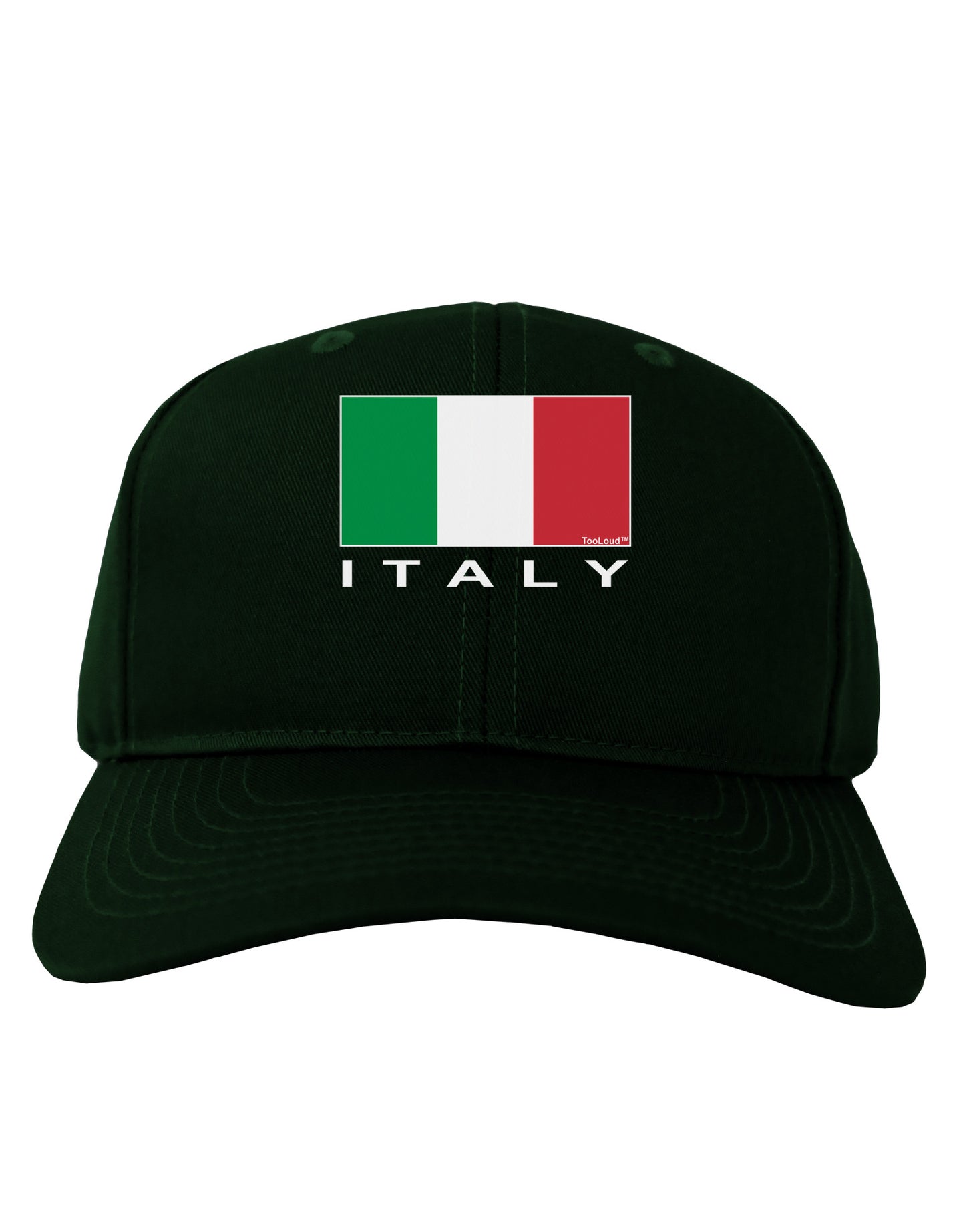 Italian Flag - Italy Text Adult Dark Baseball Cap Hat by TooLoud-Baseball Cap-TooLoud-Hunter-Green-One Size-Davson Sales