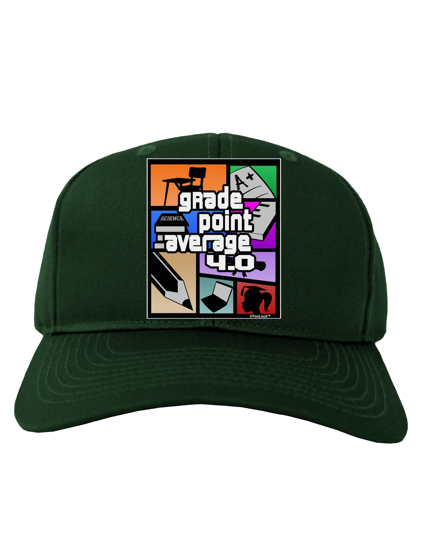 GPA 4 - Grade Point Average Adult Dark Baseball Cap Hat-Baseball Cap-TooLoud-Hunter-Green-One Size-Davson Sales