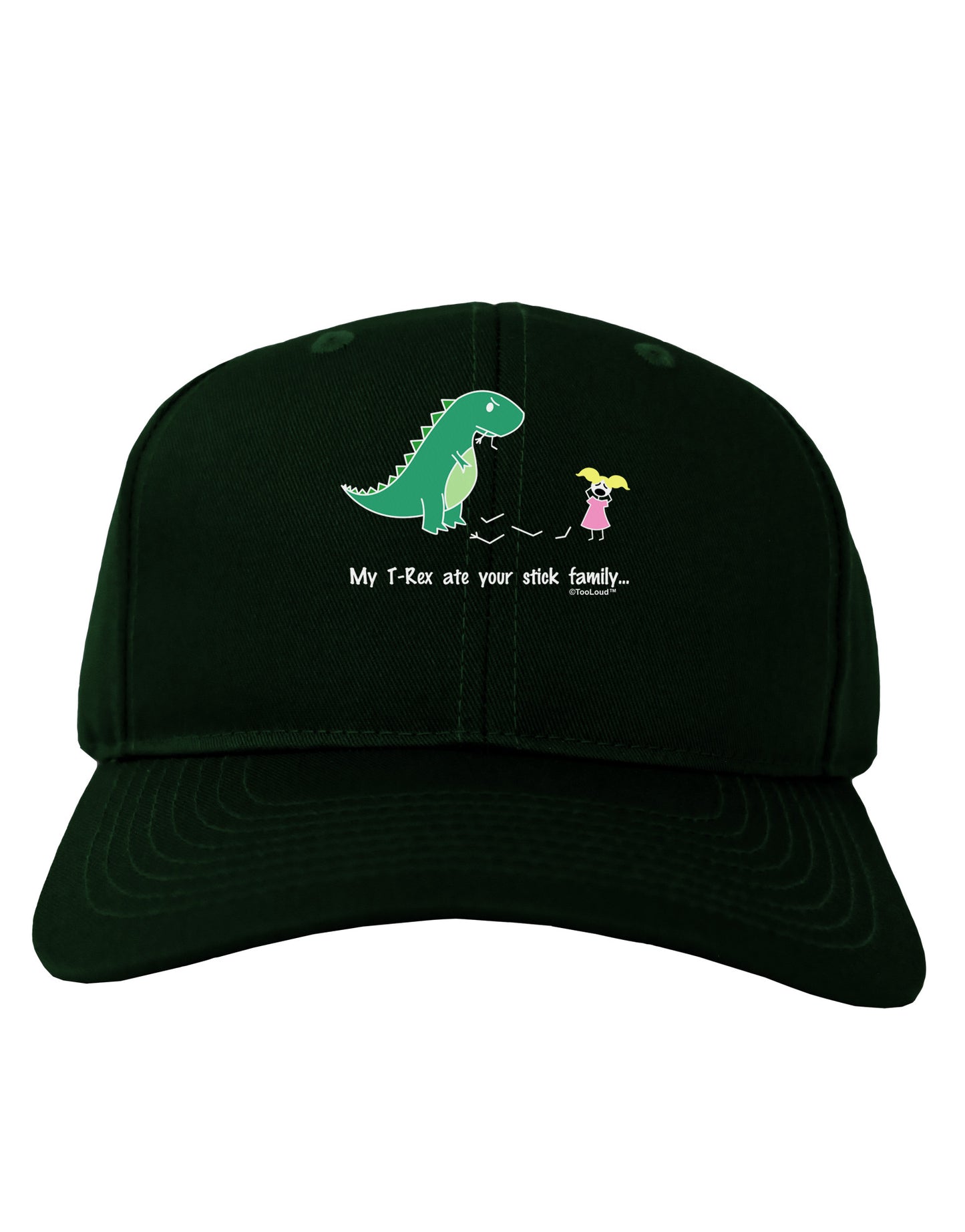 My T-Rex Ate Your Stick Family - Color Adult Dark Baseball Cap Hat by TooLoud-Baseball Cap-TooLoud-Hunter-Green-One Size-Davson Sales