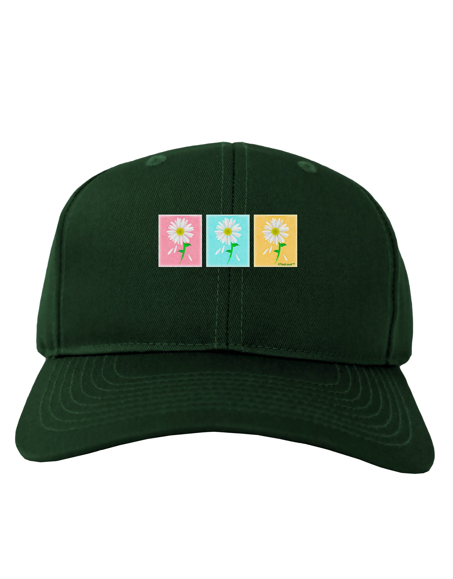Pretty Daisies Watercolor Adult Dark Baseball Cap Hat-Baseball Cap-TooLoud-Hunter-Green-One Size-Davson Sales
