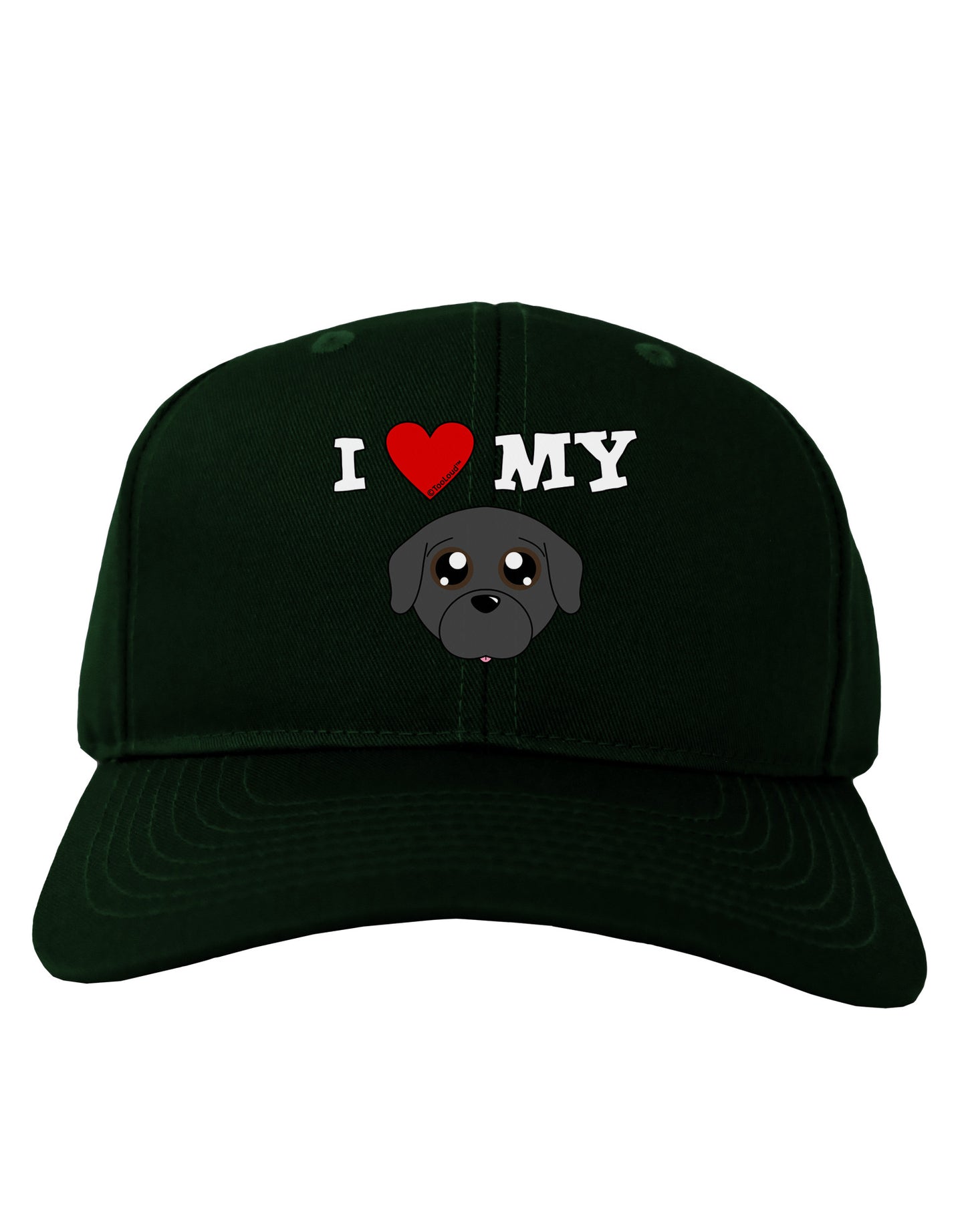 I Heart My - Cute Pug Dog - Black Adult Dark Baseball Cap Hat by TooLoud-Baseball Cap-TooLoud-Hunter-Green-One Size-Davson Sales