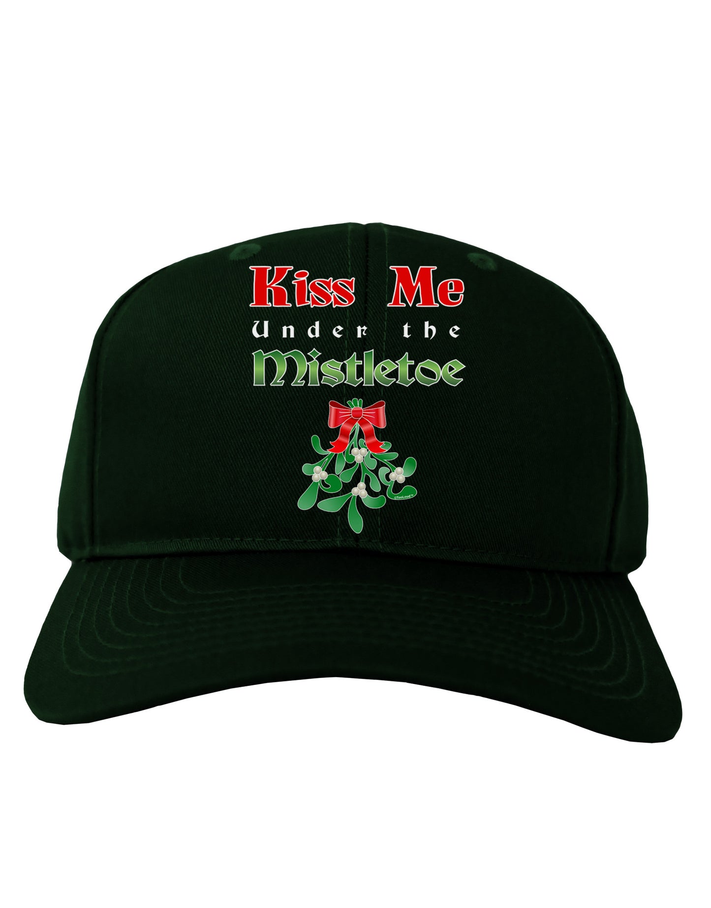 Kiss Me Under the Mistletoe Christmas Adult Dark Baseball Cap Hat-Baseball Cap-TooLoud-Hunter-Green-One Size-Davson Sales