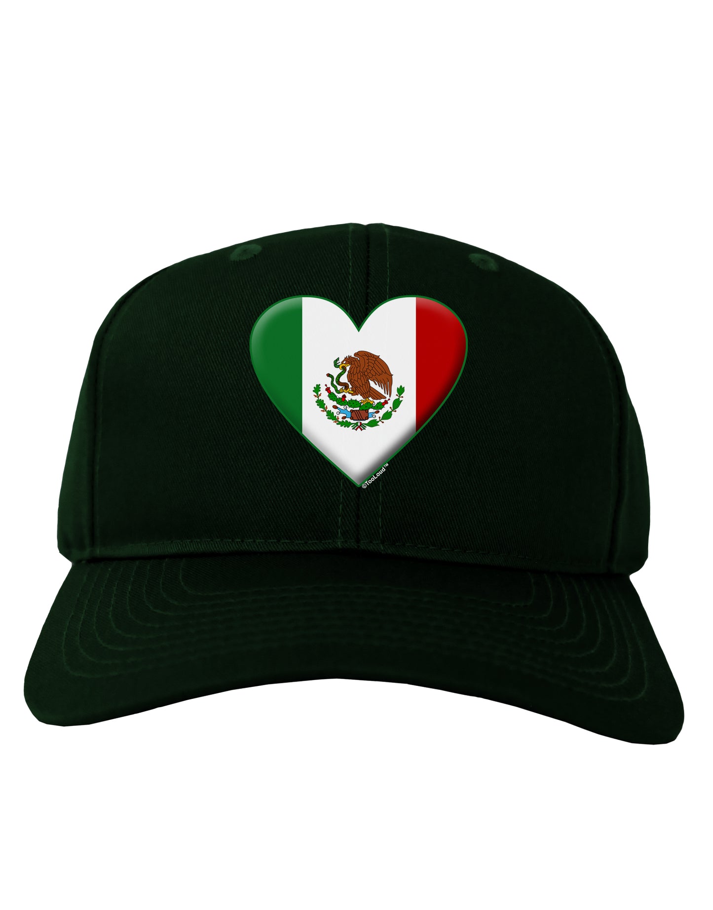 Mexican Flag Heart - Beveled Adult Dark Baseball Cap Hat by TooLoud-Baseball Cap-TooLoud-Hunter-Green-One Size-Davson Sales