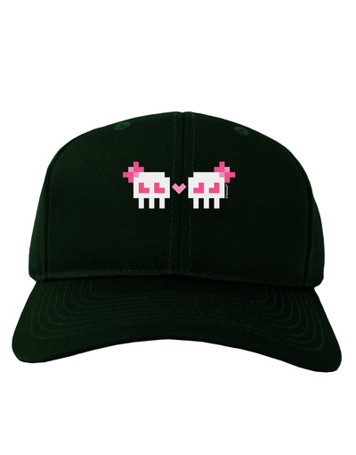 8-Bit Skull Love - Girl and Girl Adult Dark Baseball Cap Hat-Baseball Cap-TooLoud-Hunter-Green-One Size-Davson Sales