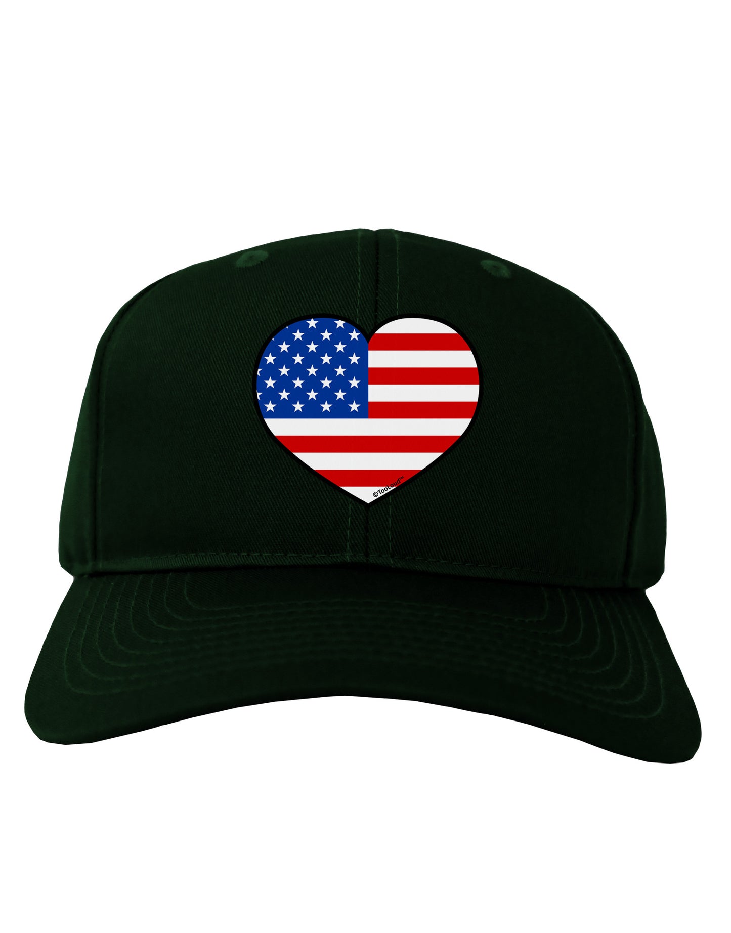 American Flag Heart Design Adult Dark Baseball Cap Hat by TooLoud-Baseball Cap-TooLoud-Hunter-Green-One Size-Davson Sales