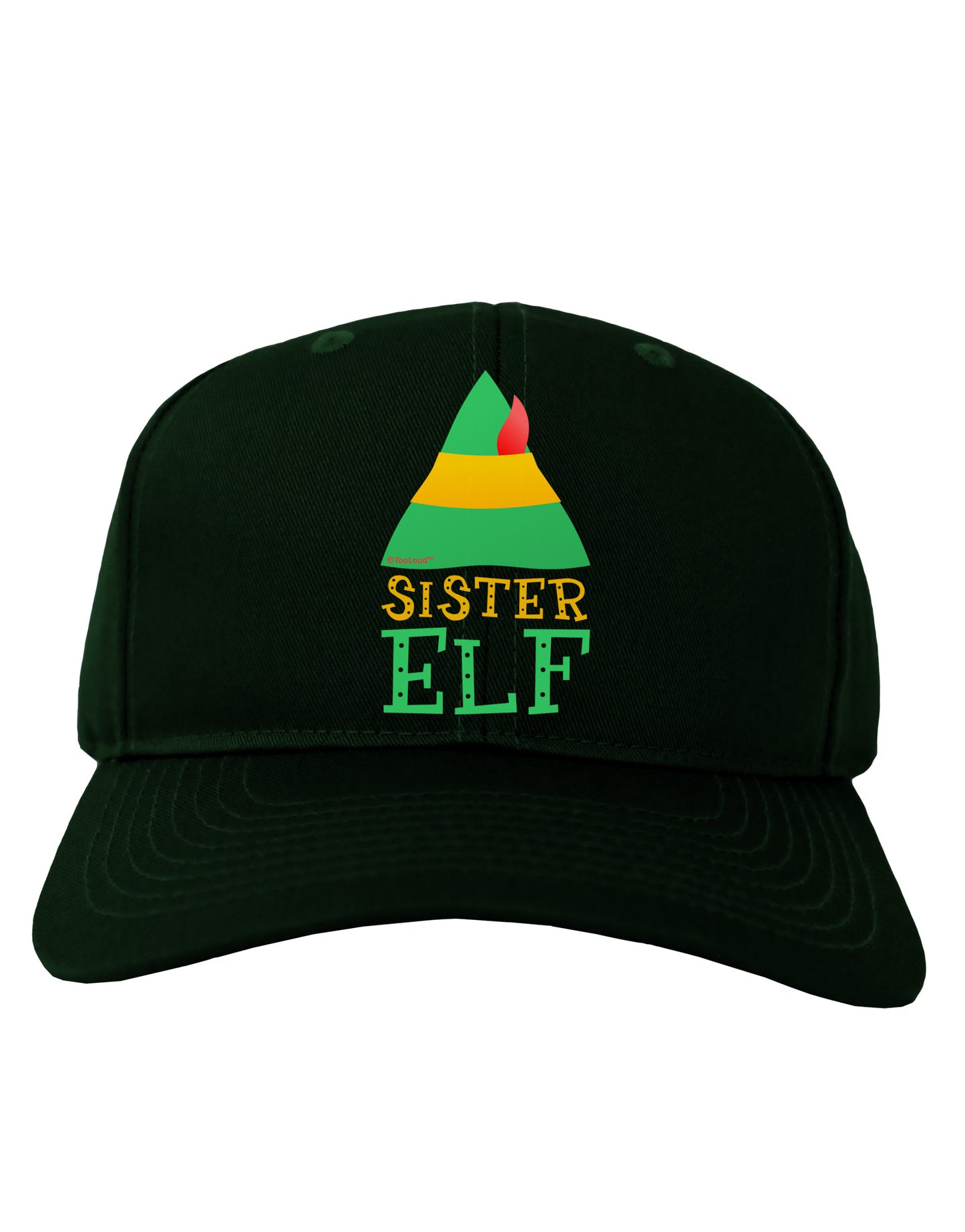 Matching Christmas Design - Elf Family - Sister Elf Adult Dark Baseball Cap Hat-Baseball Cap-TooLoud-Hunter-Green-One Size-Davson Sales