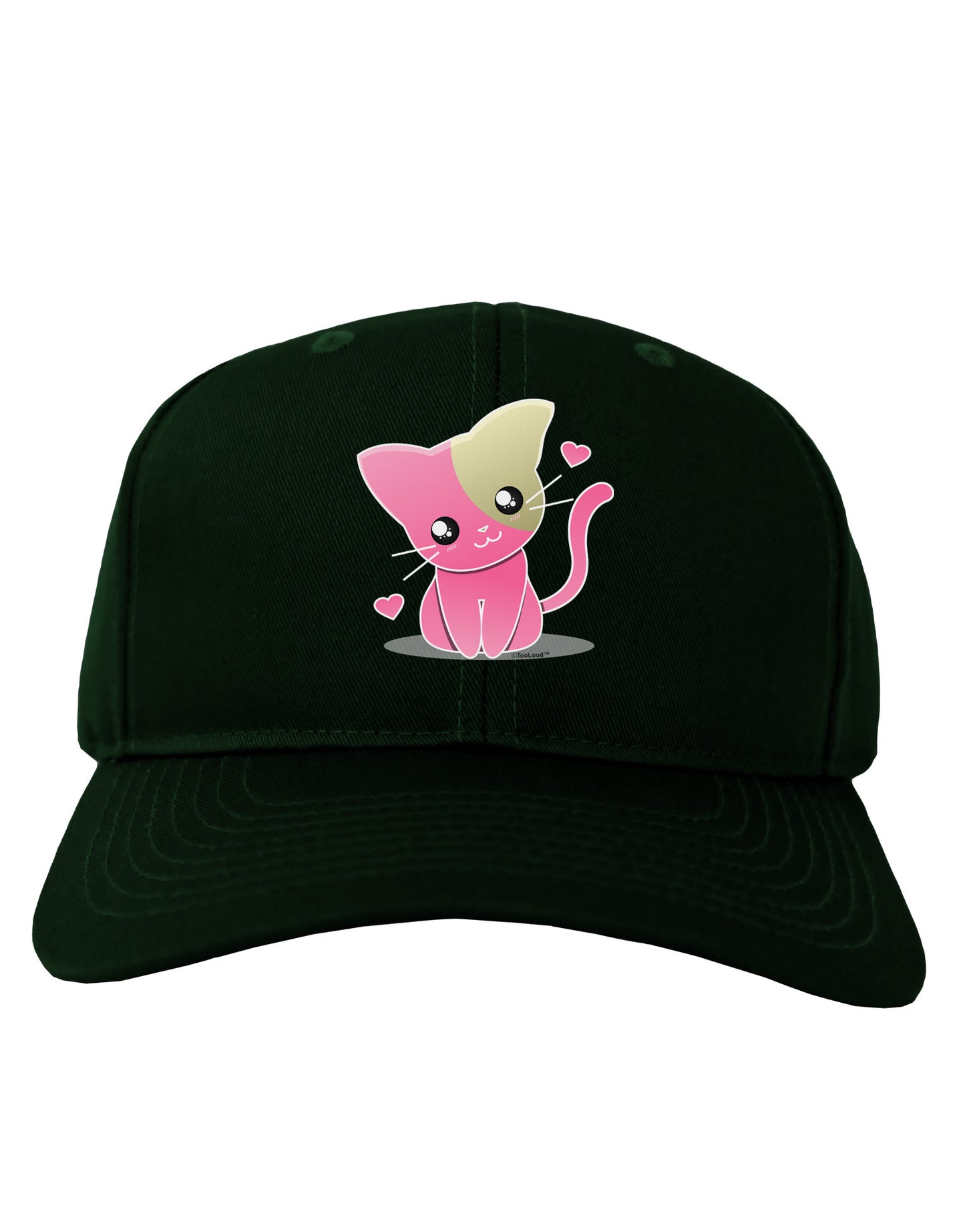 Kawaii Kitty Adult Dark Baseball Cap Hat-Baseball Cap-TooLoud-Hunter-Green-One Size-Davson Sales
