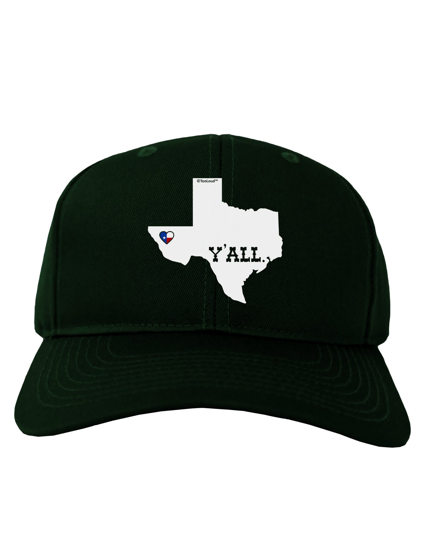 Texas State Y'all Design with Flag Heart Adult Dark Baseball Cap Hat by TooLoud-Baseball Cap-TooLoud-Hunter-Green-One Size-Davson Sales
