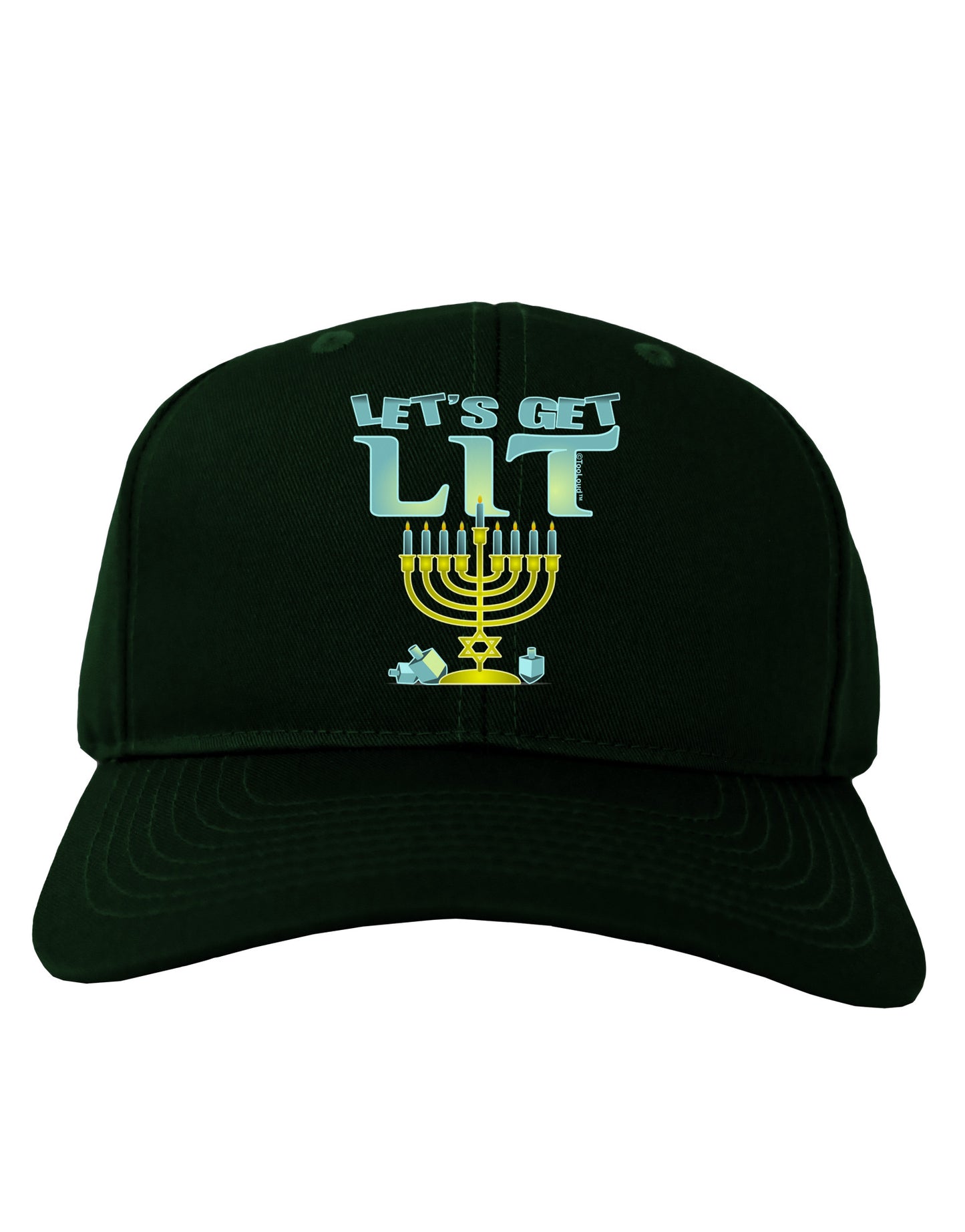 Let's Get Lit Menorah Adult Dark Baseball Cap Hat-Baseball Cap-TooLoud-Hunter-Green-One Size-Davson Sales