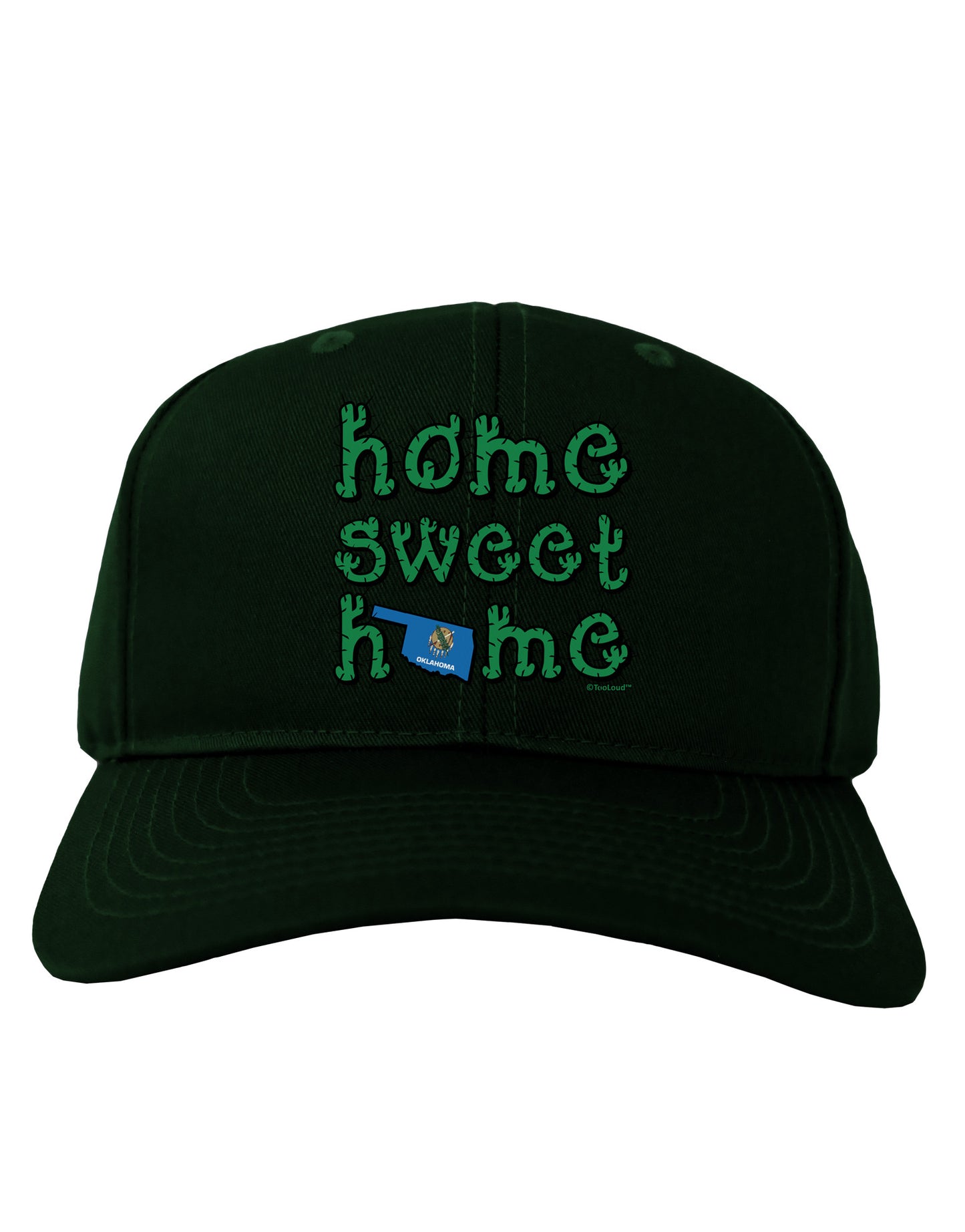 Home Sweet Home - Oklahoma - Cactus and State Flag Adult Dark Baseball Cap Hat by TooLoud-Baseball Cap-TooLoud-Hunter-Green-One Size-Davson Sales