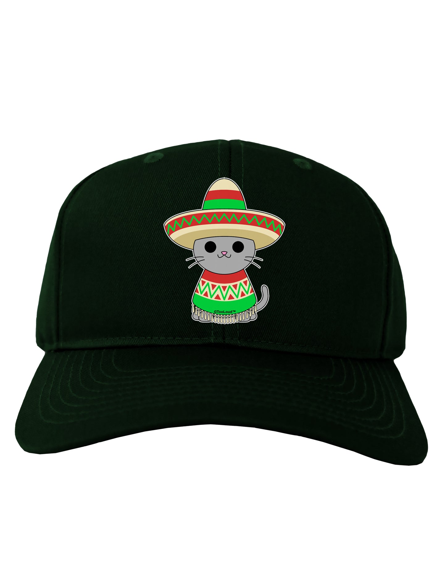 Cat with Sombrero and Poncho Adult Dark Baseball Cap Hat by TooLoud-Baseball Cap-TooLoud-Hunter-Green-One Size-Davson Sales