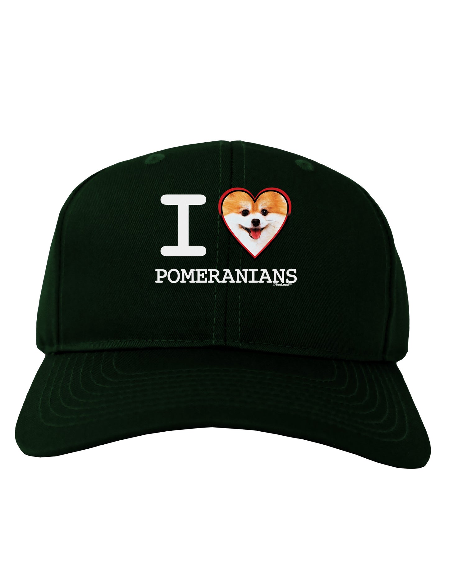 I Love Heart Pomeranians Adult Dark Baseball Cap Hat-Baseball Cap-TooLoud-Hunter-Green-One Size-Davson Sales