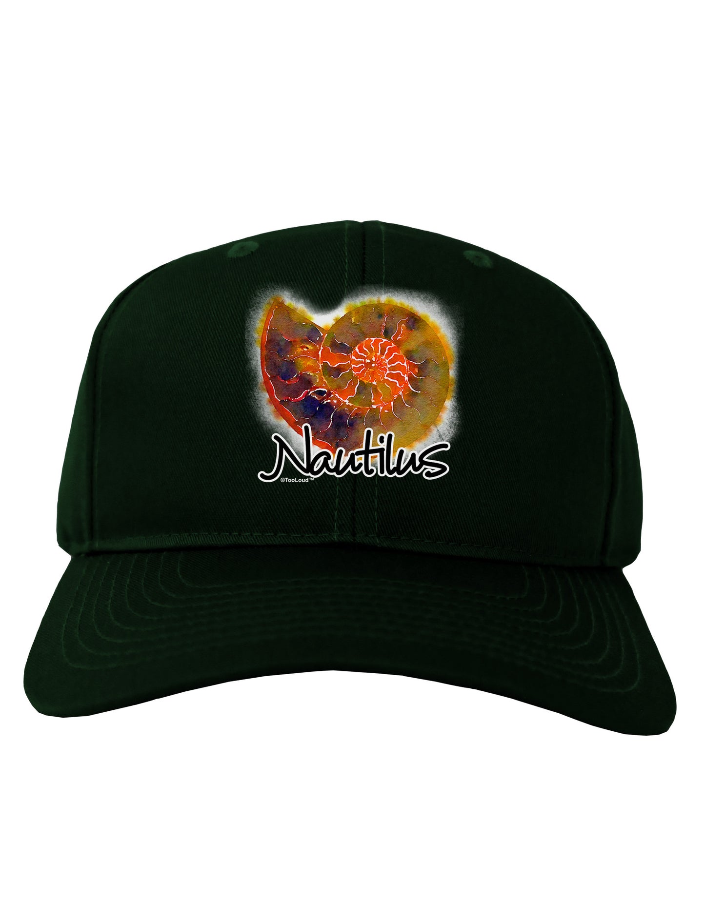 Nautilus Fossil Watercolor Text Adult Dark Baseball Cap Hat-Baseball Cap-TooLoud-Hunter-Green-One Size-Davson Sales