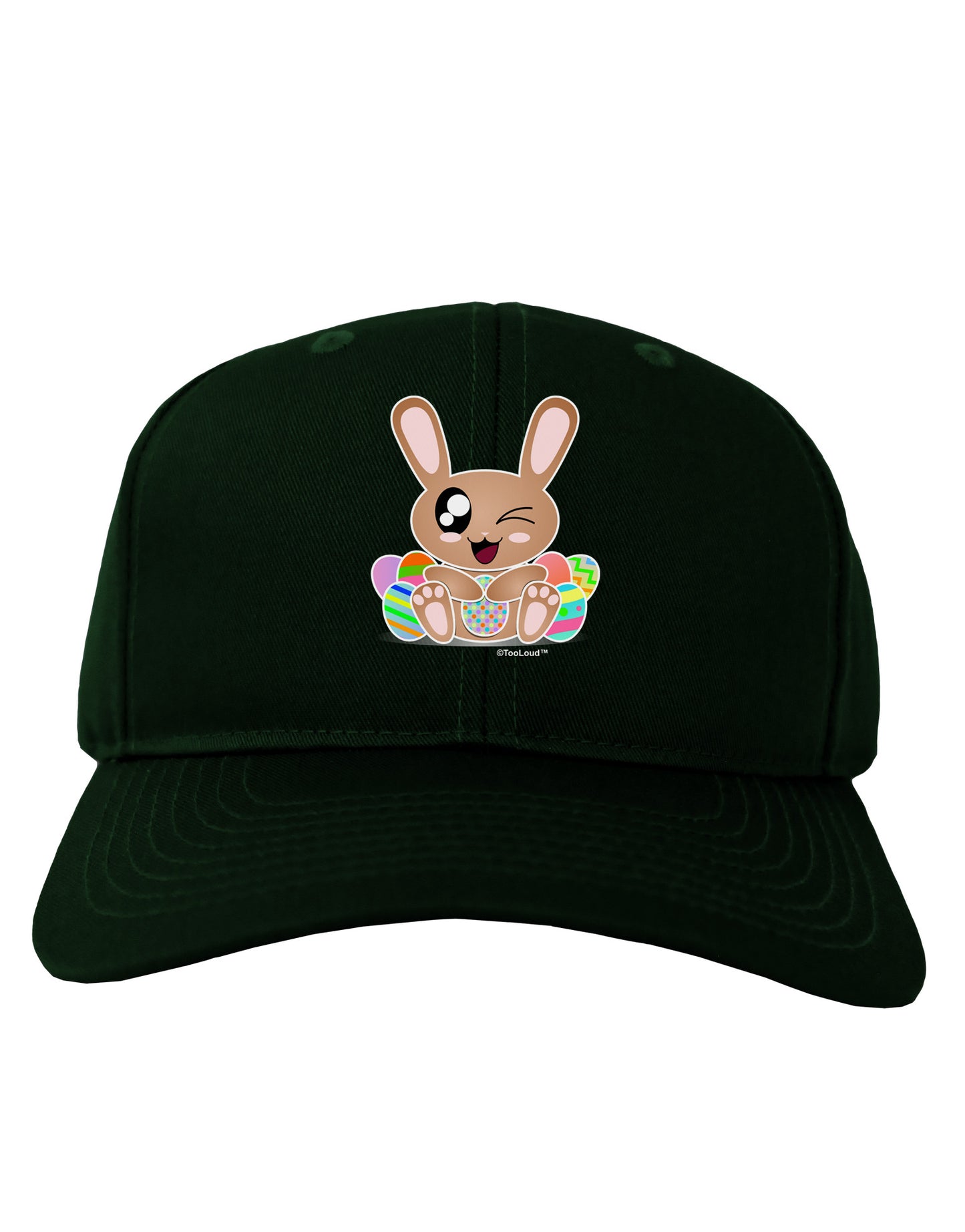 Cute Bunny with Eggs Adult Dark Baseball Cap Hat-Baseball Cap-TooLoud-Hunter-Green-One Size-Davson Sales