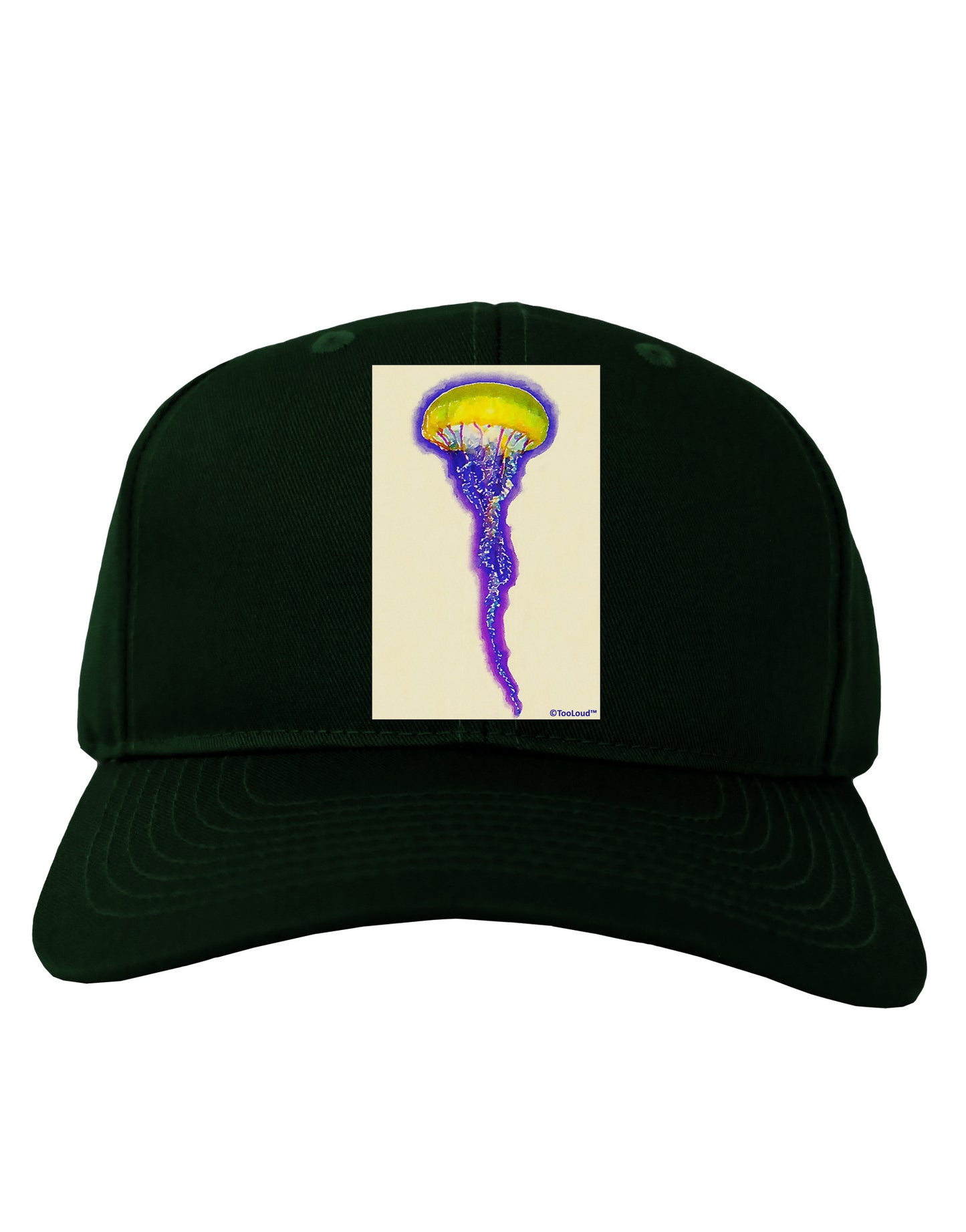 Jellyfish Outlined in Purple Watercolor Adult Dark Baseball Cap Hat-Baseball Cap-TooLoud-Hunter-Green-One Size-Davson Sales
