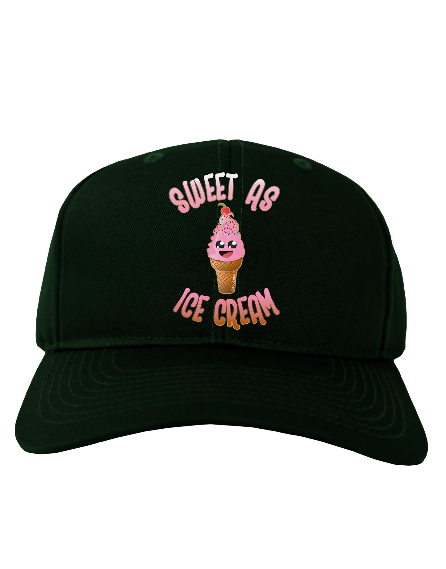 Cute Ice Cream Cone - Sweet As Ice Cream Adult Dark Baseball Cap Hat-Baseball Cap-TooLoud-Hunter-Green-One Size-Davson Sales