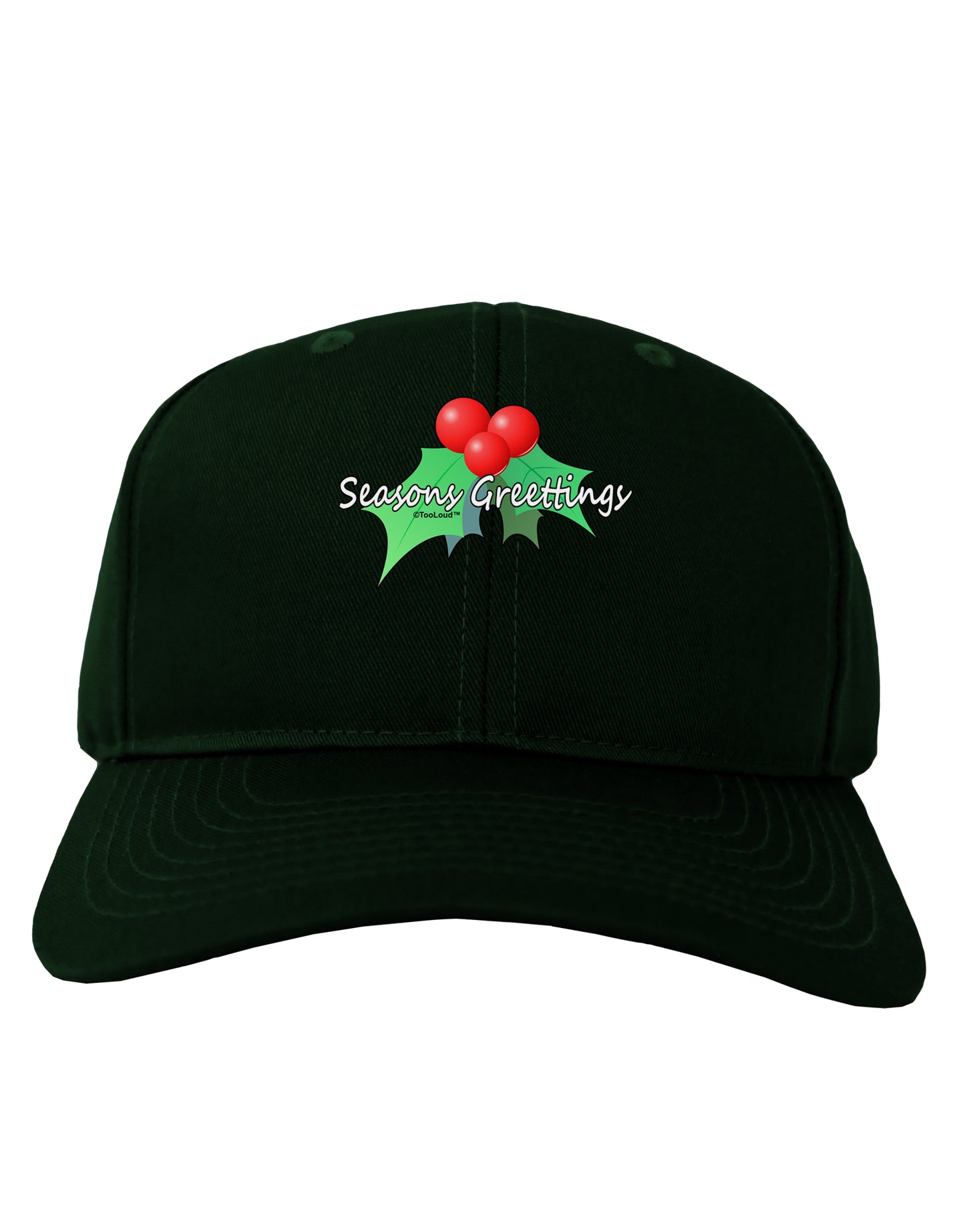 Holly Seasons Greetings Text Adult Dark Baseball Cap Hat by TooLoud-Baseball Cap-TooLoud-Hunter-Green-One Size-Davson Sales