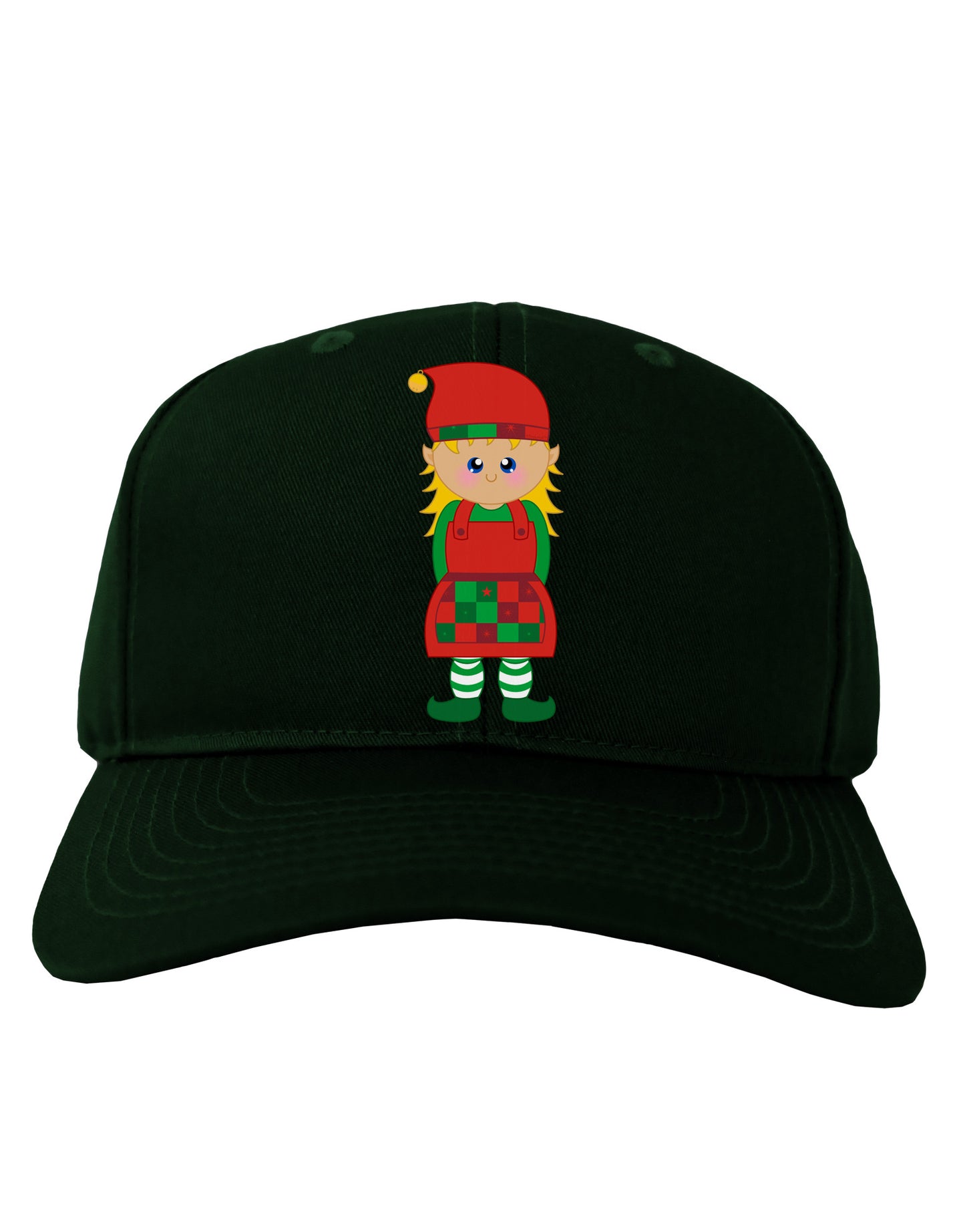 Cute Christmas Elf Girl Adult Dark Baseball Cap Hat-Baseball Cap-TooLoud-Hunter-Green-One Size-Davson Sales