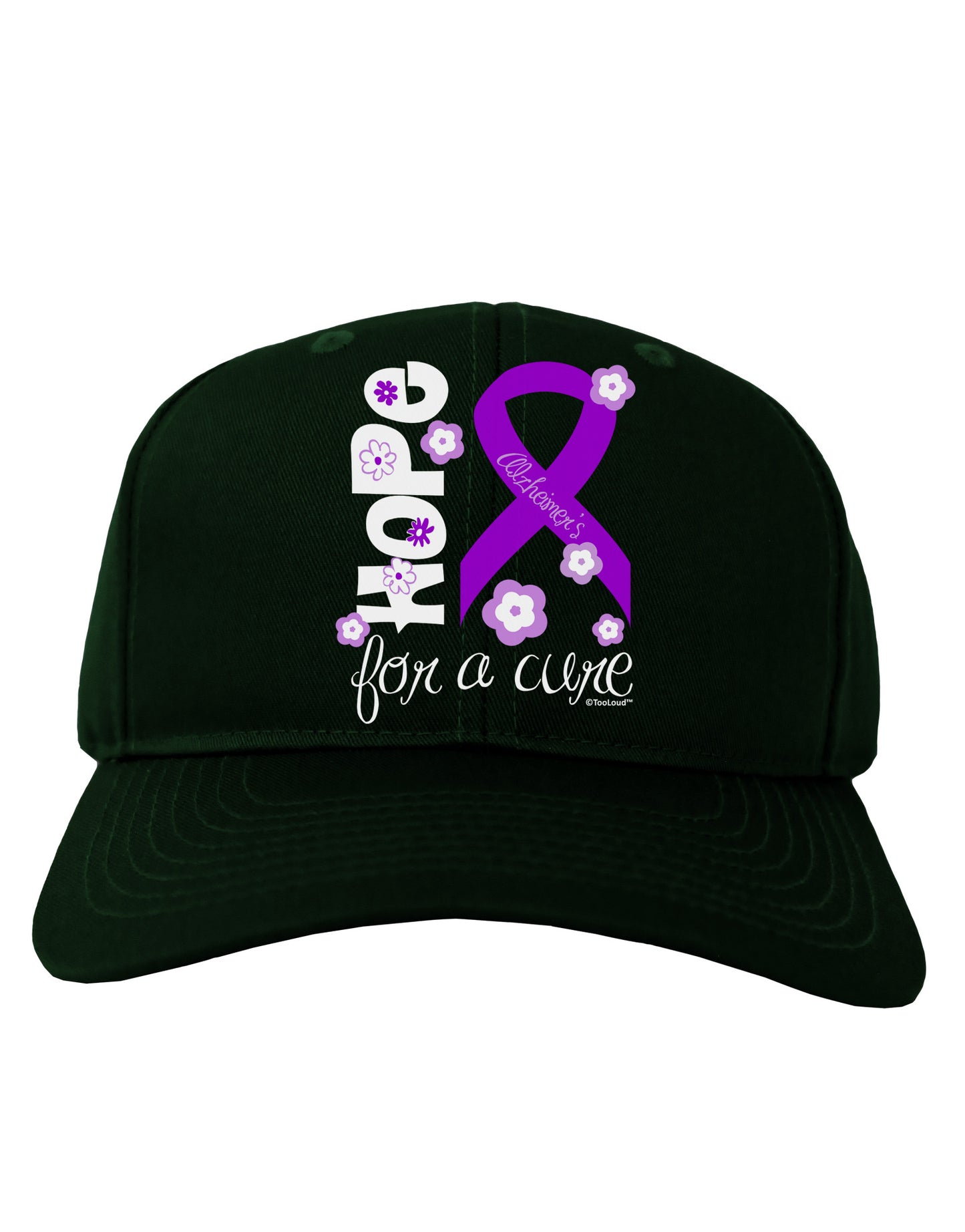 Hope for a Cure - Purple Ribbon Alzheimers Disease - Flowers Adult Dark Baseball Cap Hat-Baseball Cap-TooLoud-Hunter-Green-One Size-Davson Sales