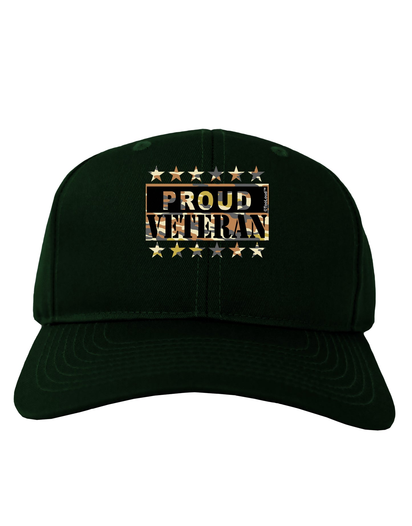 Proud Veteran Camo Adult Dark Baseball Cap Hat-Baseball Cap-TooLoud-Hunter-Green-One Size-Davson Sales