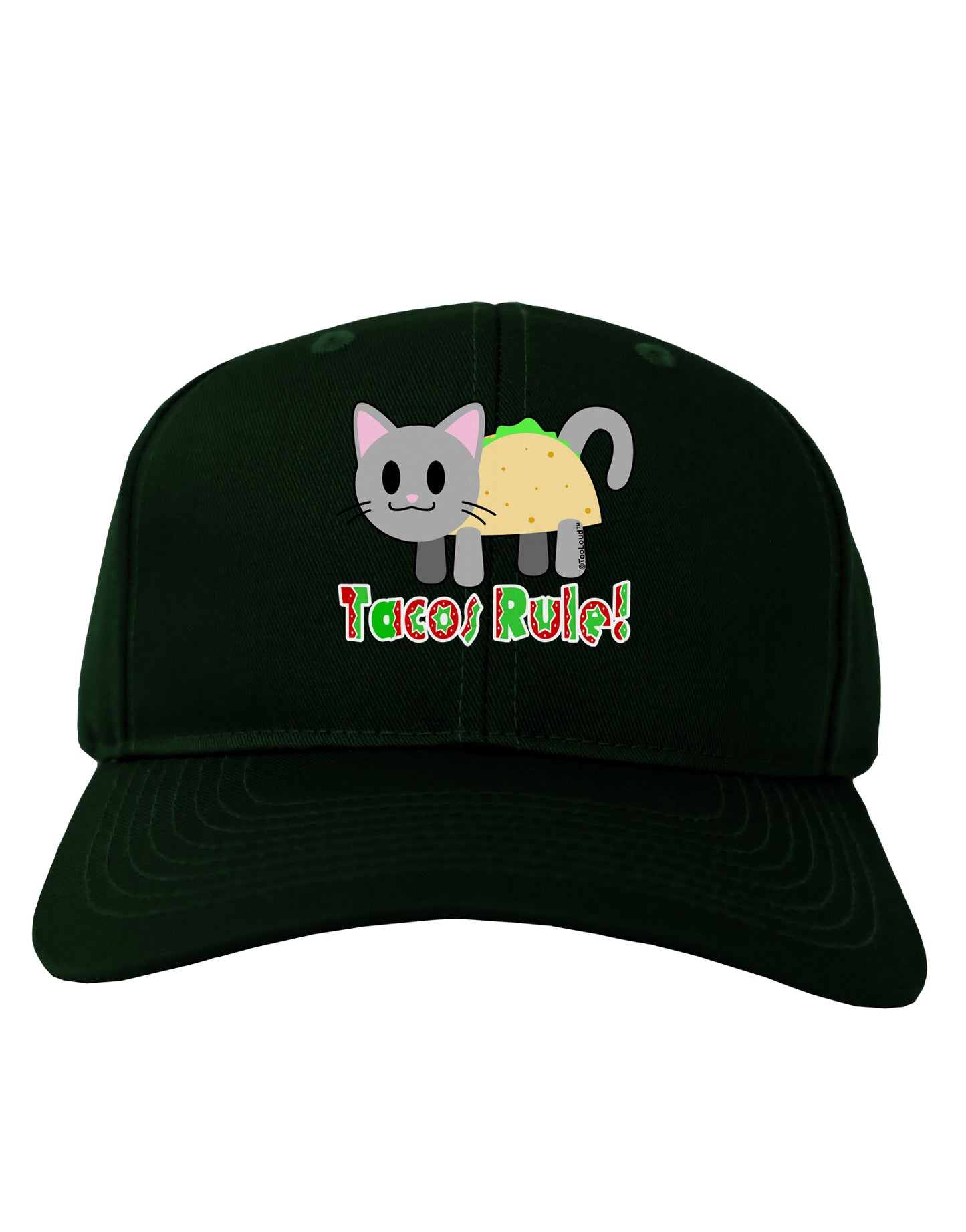 Tacos Rule Taco Cat Design Adult Dark Baseball Cap Hat by TooLoud-Baseball Cap-TooLoud-Hunter-Green-One Size-Davson Sales