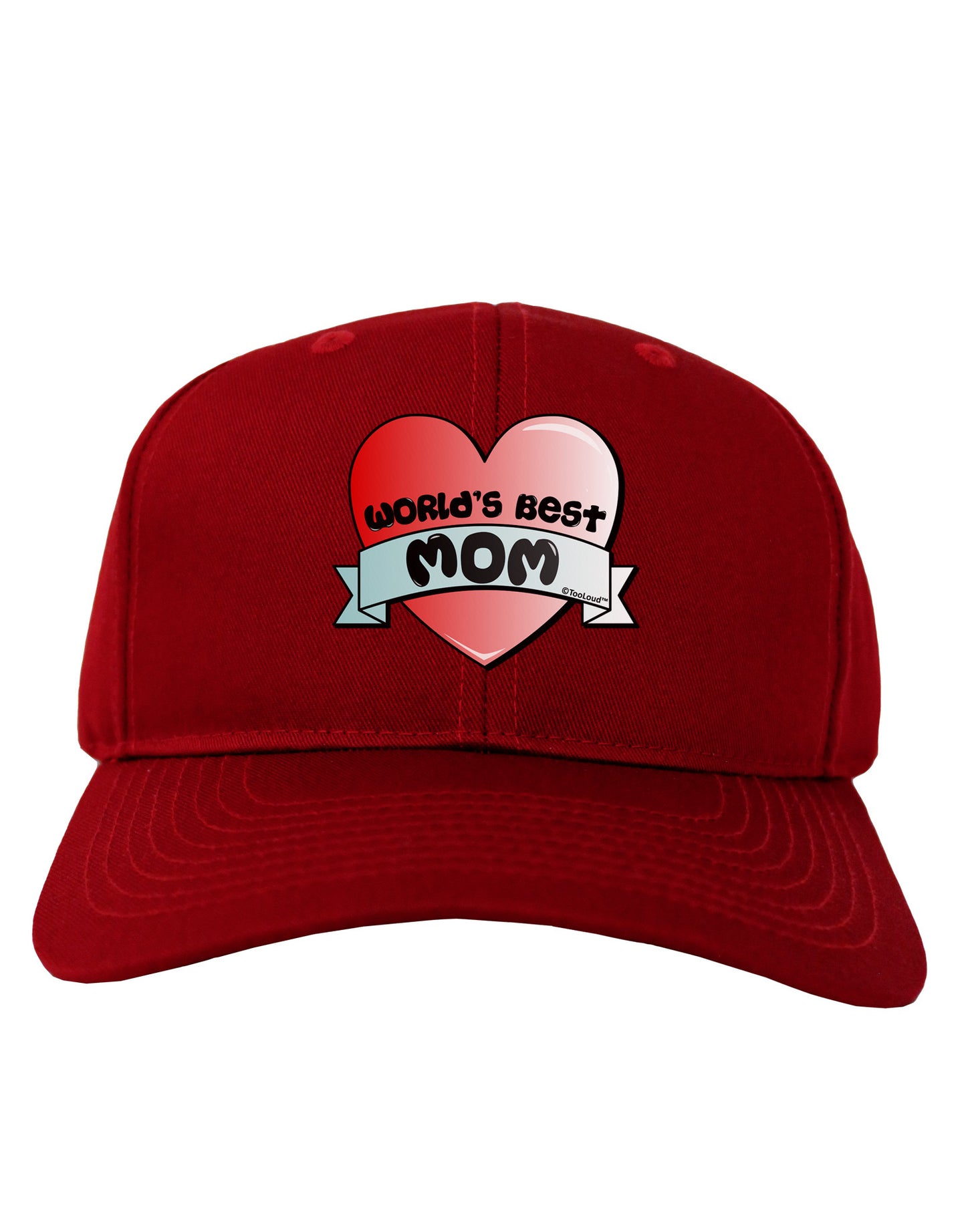 World's Best Mom - Heart Banner Design Adult Dark Baseball Cap Hat by TooLoud-Baseball Cap-TooLoud-Red-One Size-Davson Sales