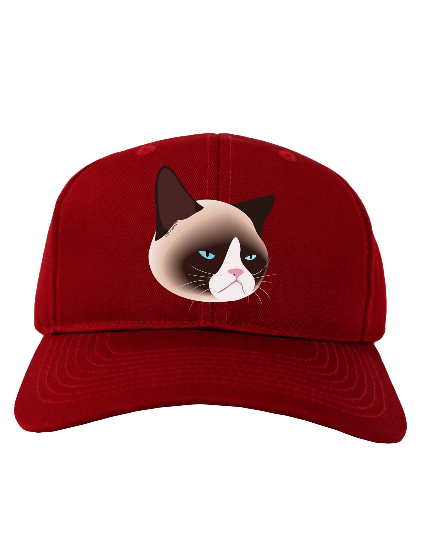 Cute Disgruntled Siamese Cat Adult Dark Baseball Cap Hat by-Baseball Cap-TooLoud-Red-One Size-Davson Sales