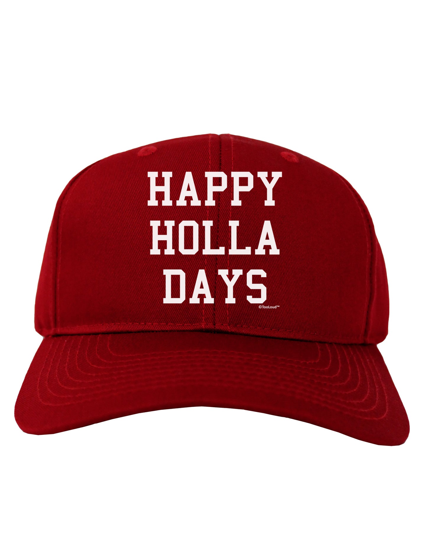Happy Holla Days Text Adult Dark Baseball Cap Hat by TooLoud-Baseball Cap-TooLoud-Red-One Size-Davson Sales