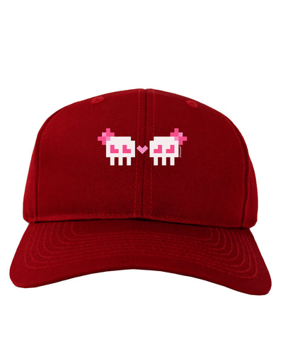 8-Bit Skull Love - Girl and Girl Adult Dark Baseball Cap Hat-Baseball Cap-TooLoud-Red-One Size-Davson Sales