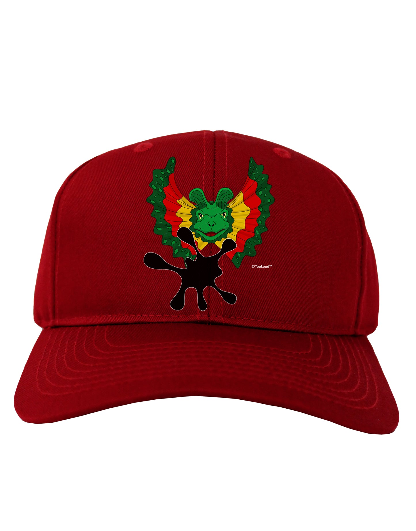 Dilophosaurus Design - Spit Adult Dark Baseball Cap Hat by TooLoud-Baseball Cap-TooLoud-Red-One Size-Davson Sales