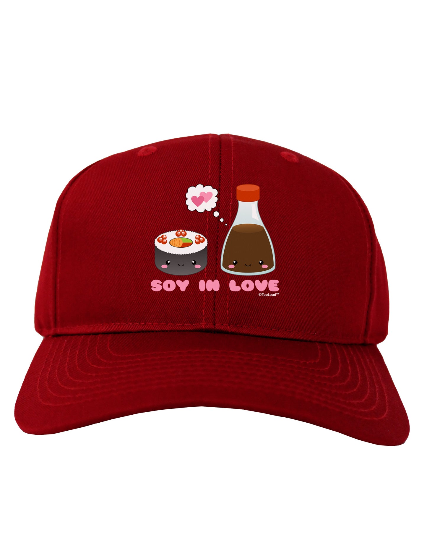 Cute Sushi and Soy Sauce - Soy In Love Adult Dark Baseball Cap Hat by TooLoud-Baseball Cap-TooLoud-Red-One Size-Davson Sales
